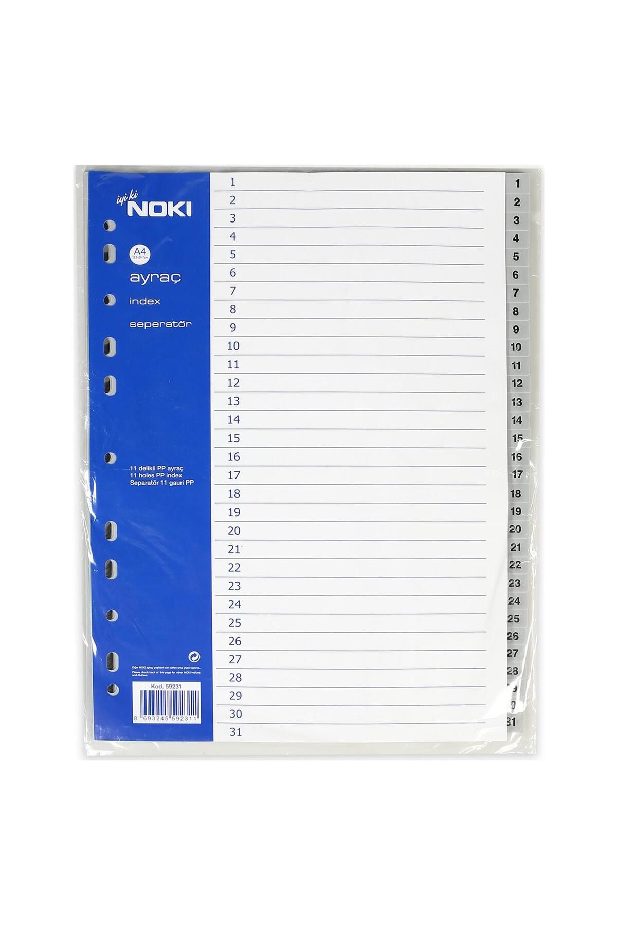 Noki-Seperators 1-31 Digit Plastic A4 File Part Seperators 1