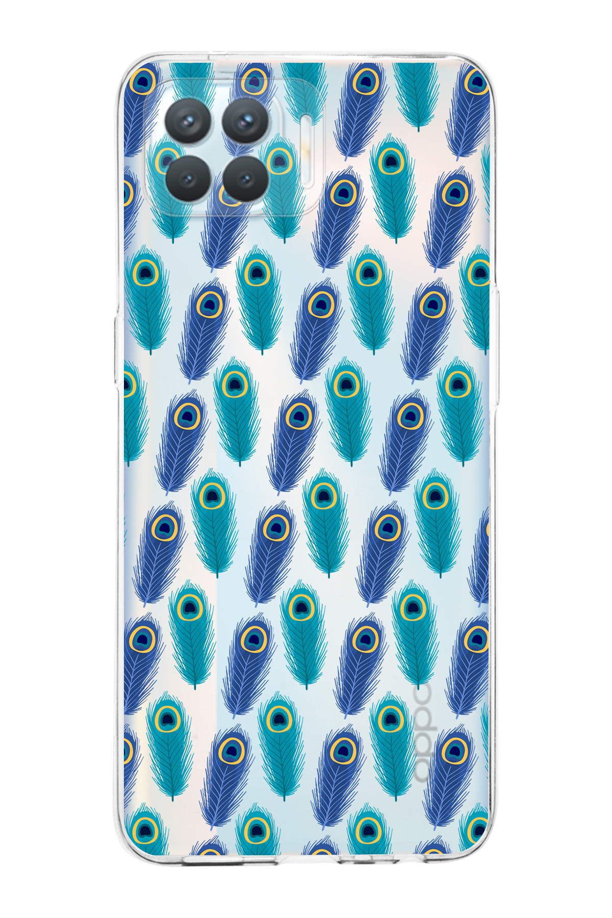 Oppo Reno 4 Lite ile Uyumlu Nazar Boncuğu 4 Baskılı Kamera Korumalı Şeffaf Silikon Kılıf