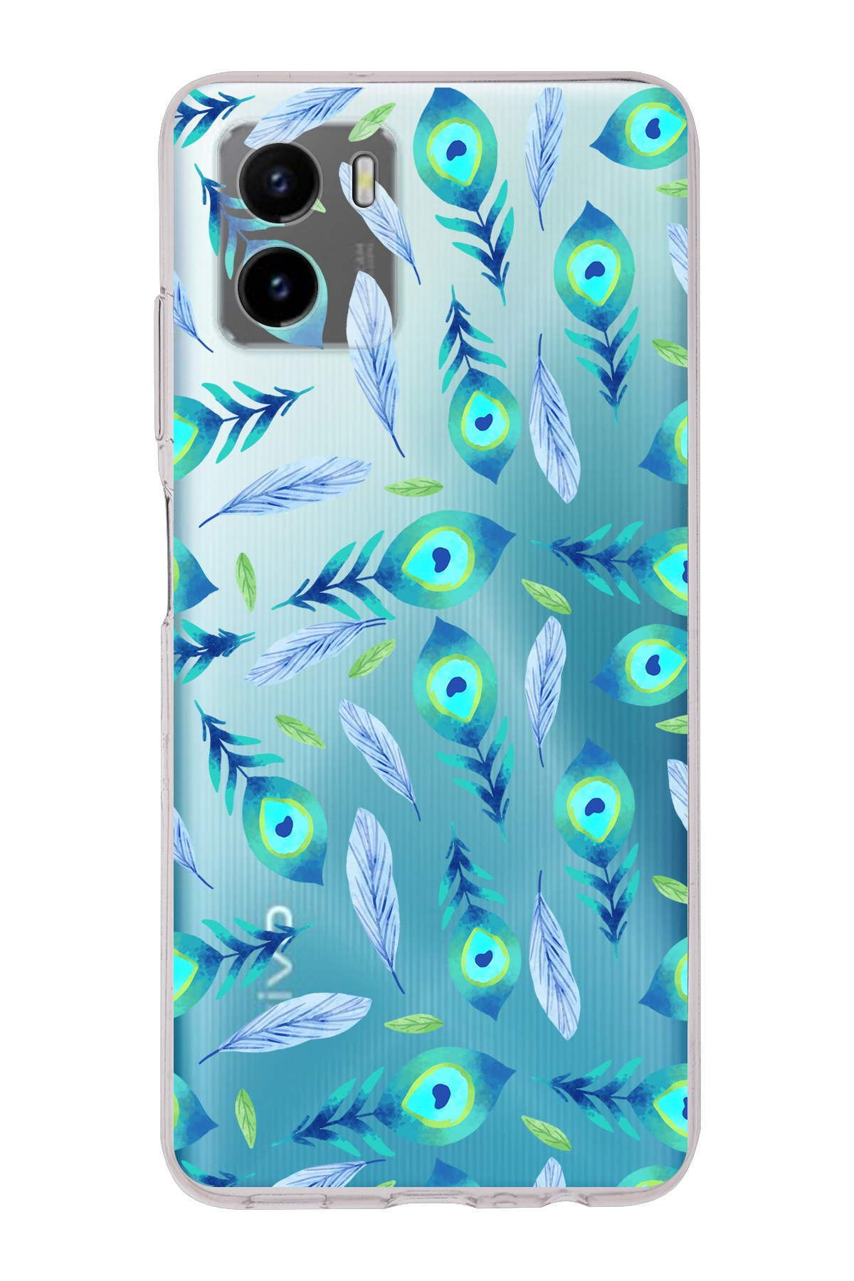 Vivo Y15S ile Uyumlu Nazar Boncuğu 3 Baskılı Kamera Korumalı Şeffaf Silikon Kılıf