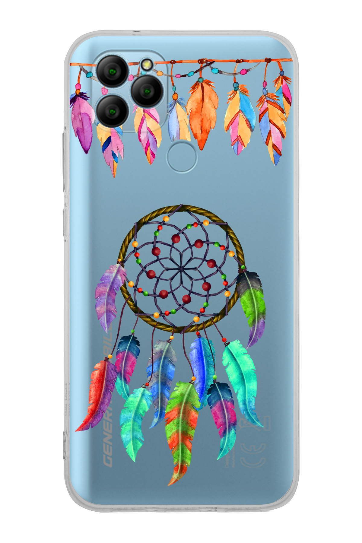 General Mobile GM 21 ile Uyumlu Nazar Boncuğu 6  Kamera Korumalı Şeffaf Silikon Kılıf