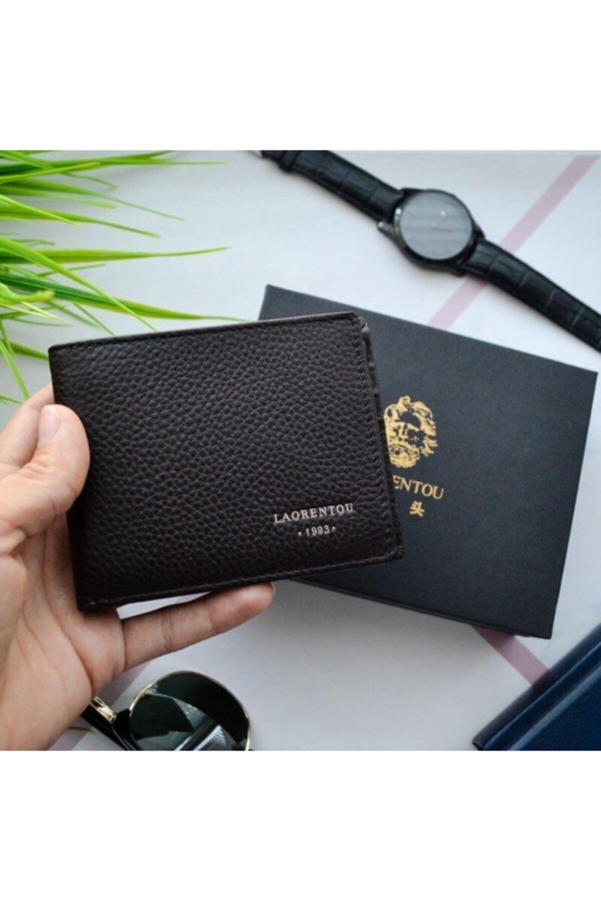 کیف پول مردانه مشکی Laorentou | 8254870000000 اورجینال - تصویر 6