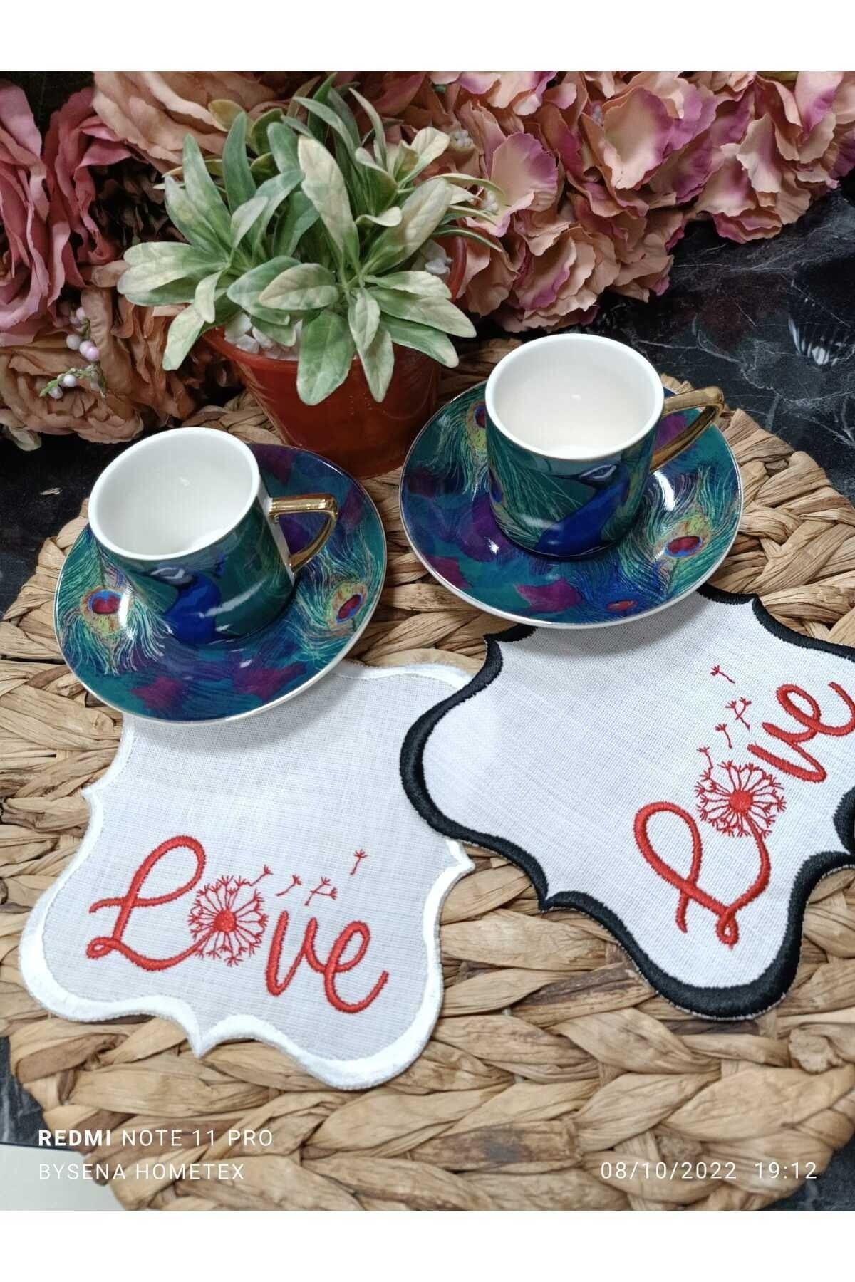 Love Kokteyl Ve Kahve Yanı Sunum Peçetesi 2 Adet Siyah Ve Beyaz Renkli