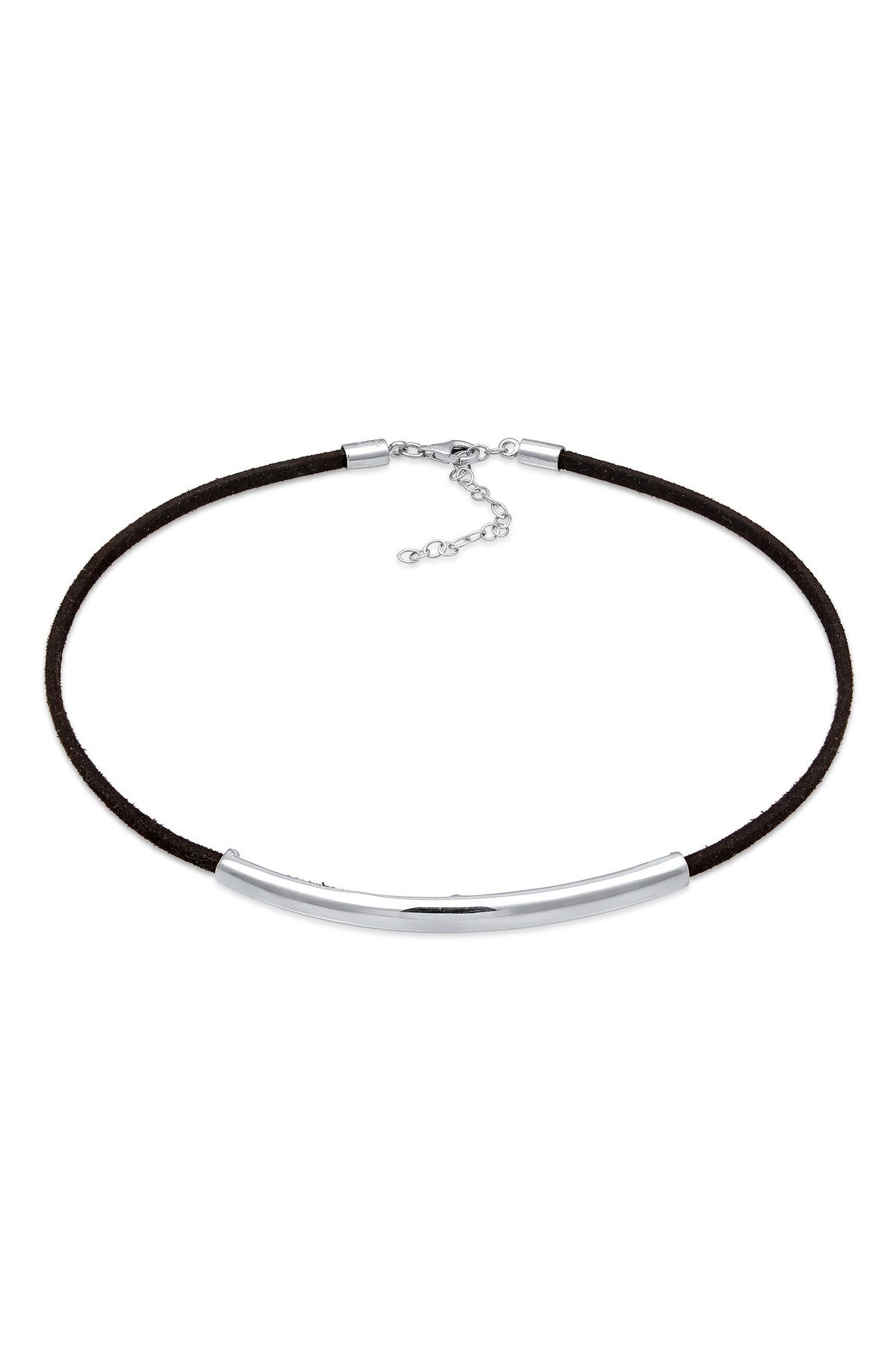 ELLI-Schwarze Halskette Choker - 925 Sterling Silber, Synthetisches Leder 1