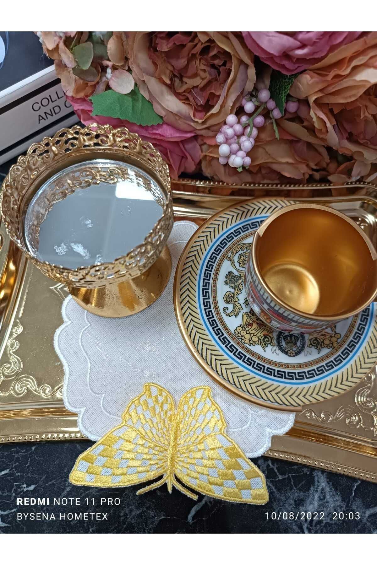 kelebek detay sarı kokteyl peçetesi ve sunum peçetesi 1 adet