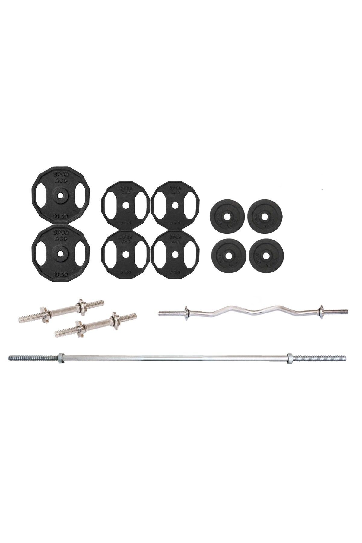 ACDSPOR 65 Kg Döküm Halter Vidalı Dambıl Set 150 Cm Uzun Bar Ve Z Barlı Set