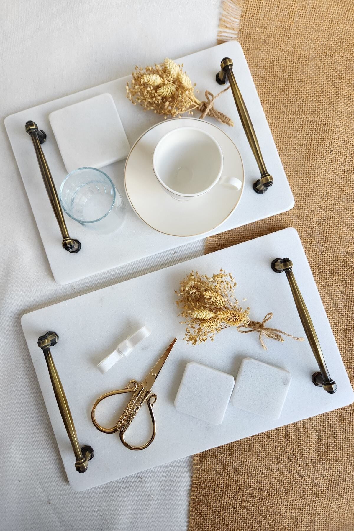 ioadesign Söz / Nişan Seti No.8 - Nişan Tepsisi Damat Kahvesi Tepsisi Aksesuarlar - Nergis Eskitme Altın