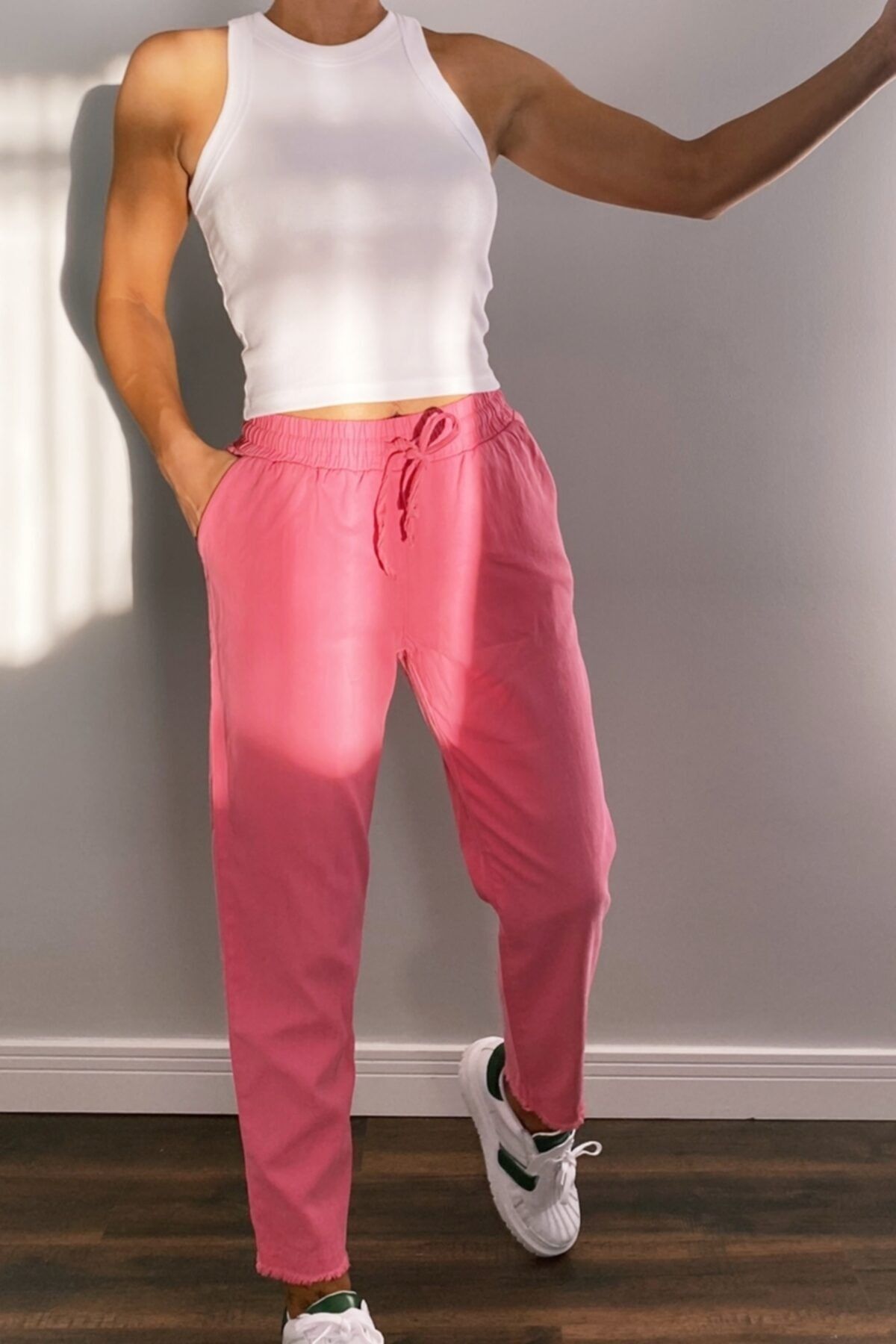 ASHCO-Pink Trousers with Detached Detail Pockets 8