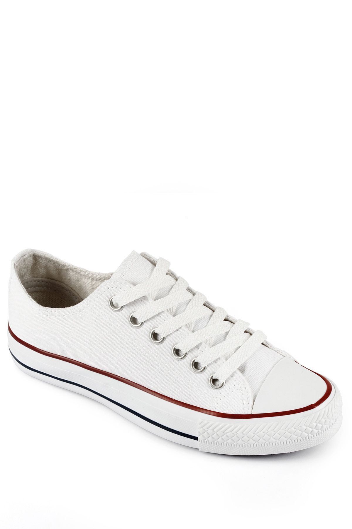 GÖNDERİ(R)-White Linen Laced Women's Linen Casual Sports Flat Sole Sneaker 35222 5