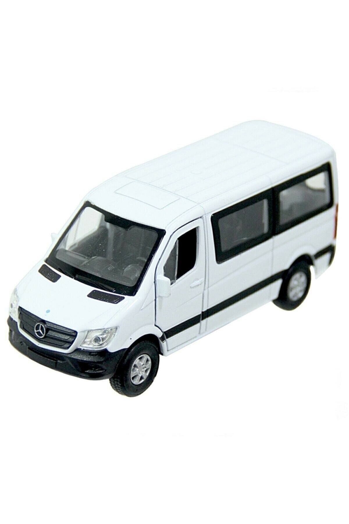 Welly Metal 1:38 Mercedes Sprinter Bus Çek Bırak Minibüs Ön Kapılar Açılabilir Beyaz Renk