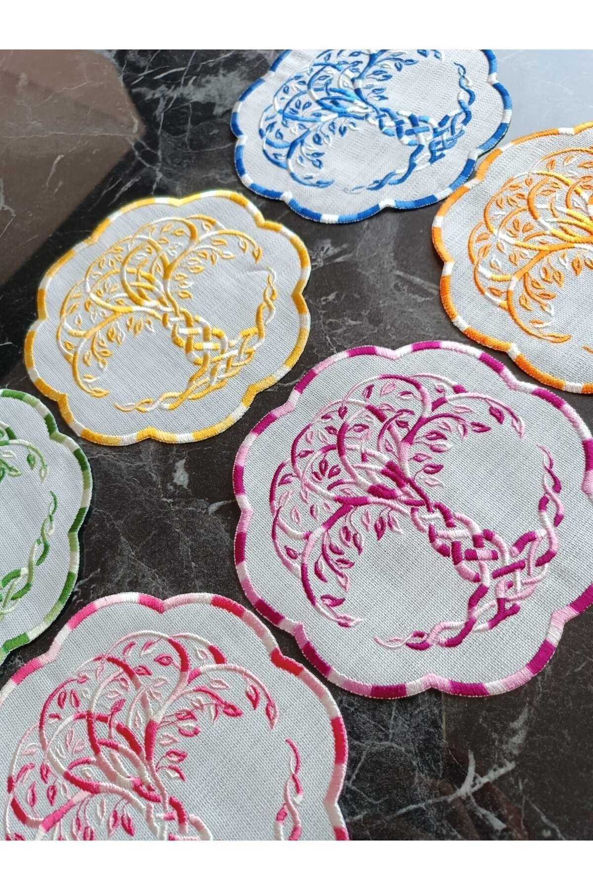 hayat ağacı desenli ebruli kahve yanı peçete sunum peçetesi kokteyl peçete 6 adet