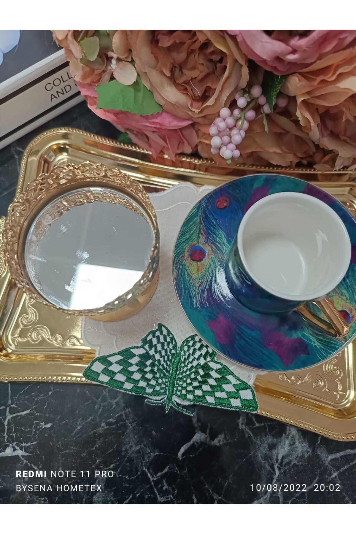 kelebek detay yeşil kokteyl peçetesi ve sunum peçetesi 1 adet