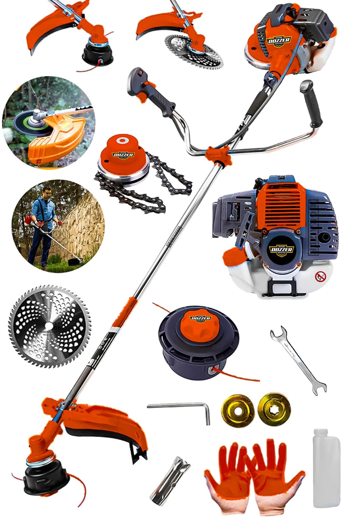 German ROX 20000 RPM Professional Side Type Gasoline Scythe Weed Mower + Monster Headgear