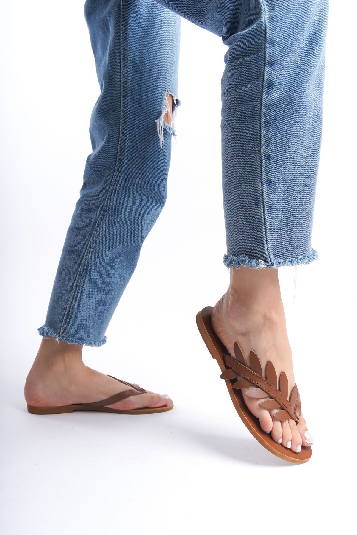 دمپایی چند رنگ زنانه تابا چرمی واقعی M5802 DaphneSandals