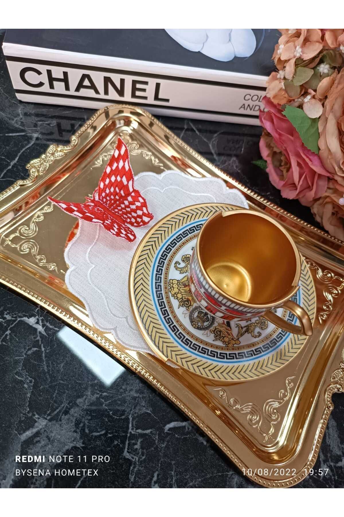 kelebek detay kırmızı kokteyl peçetesi ve sunum peçetesi 1 adet