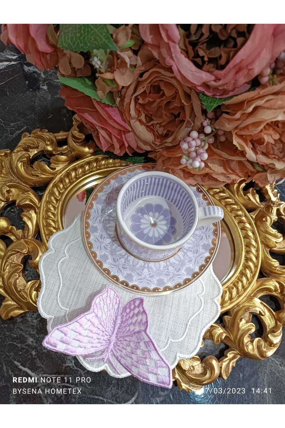 kelebek detay lila kokteyl peçetesi ve sunum peçetesi 1 adet
