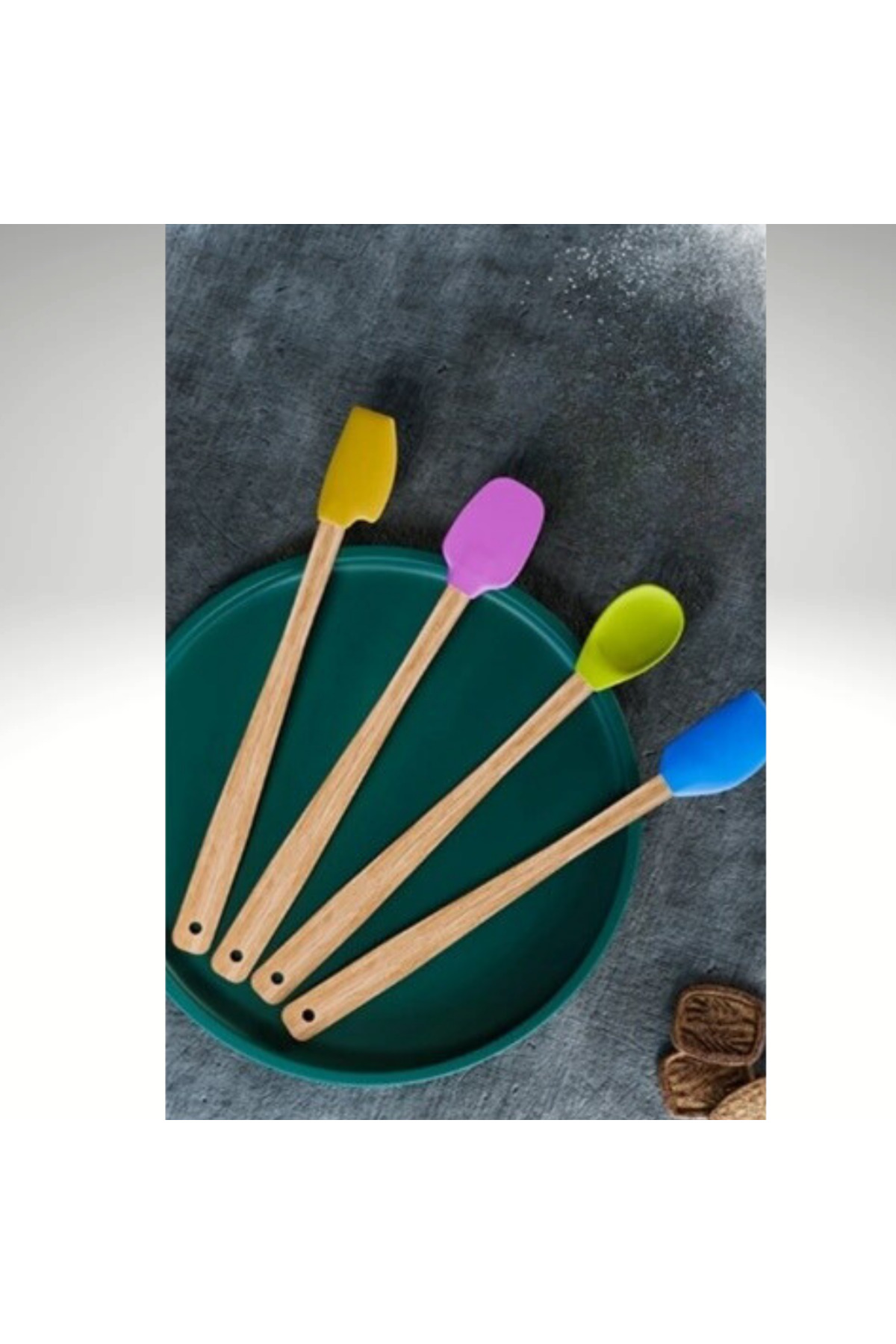 Set of 4 Heat Resistant Silicone Spatulas Silicone Kitchen Set Colored Spoon Spatula Set