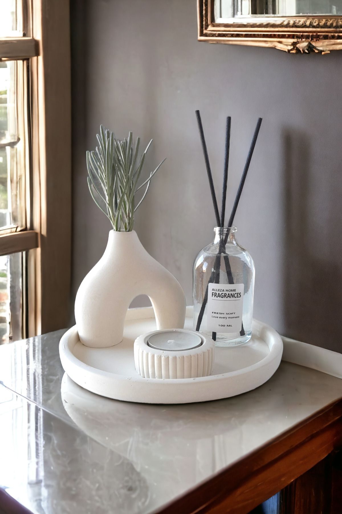 Nordic Miniature 100 ml Room Fragrance  Set with Decorative Candle Holder (Tealight Candle Not Included )