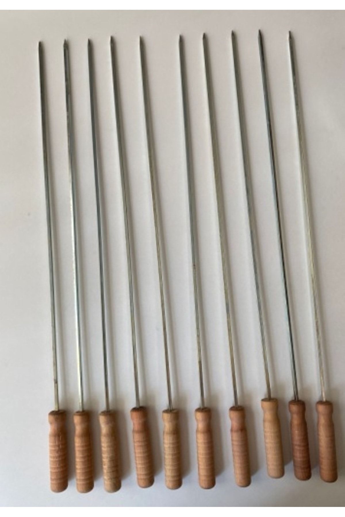 mobilreyon - 10 Adet Ahşap Saplı Kare Şiş Boy:55cm,Kalınlık:4mm Tahta Saplı Kuşbaşı Ciğer Tavuk Şişi