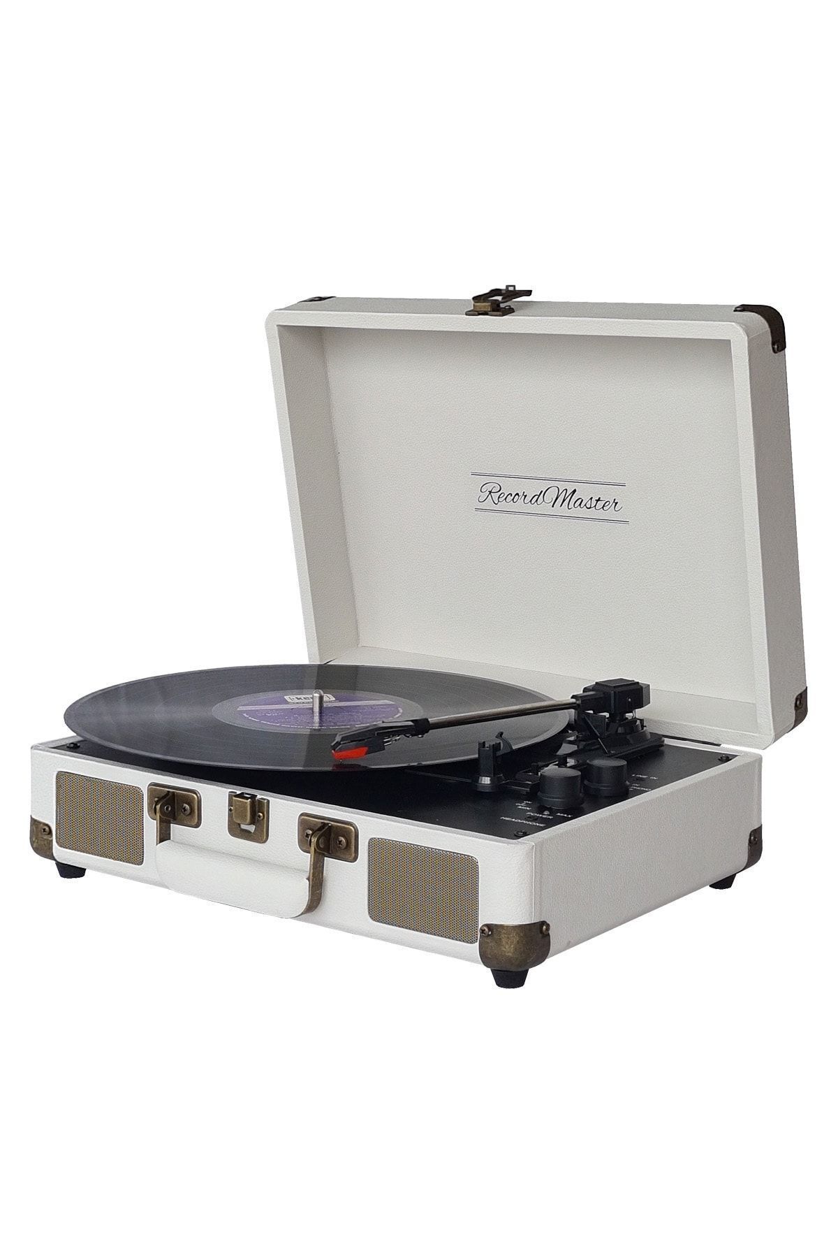 Record Master St14012 Retro Pikap Plak Çalar- Kum Beyazı - Bluetooth Ve Şarjlı - 3 Devir - Universal Iğneli