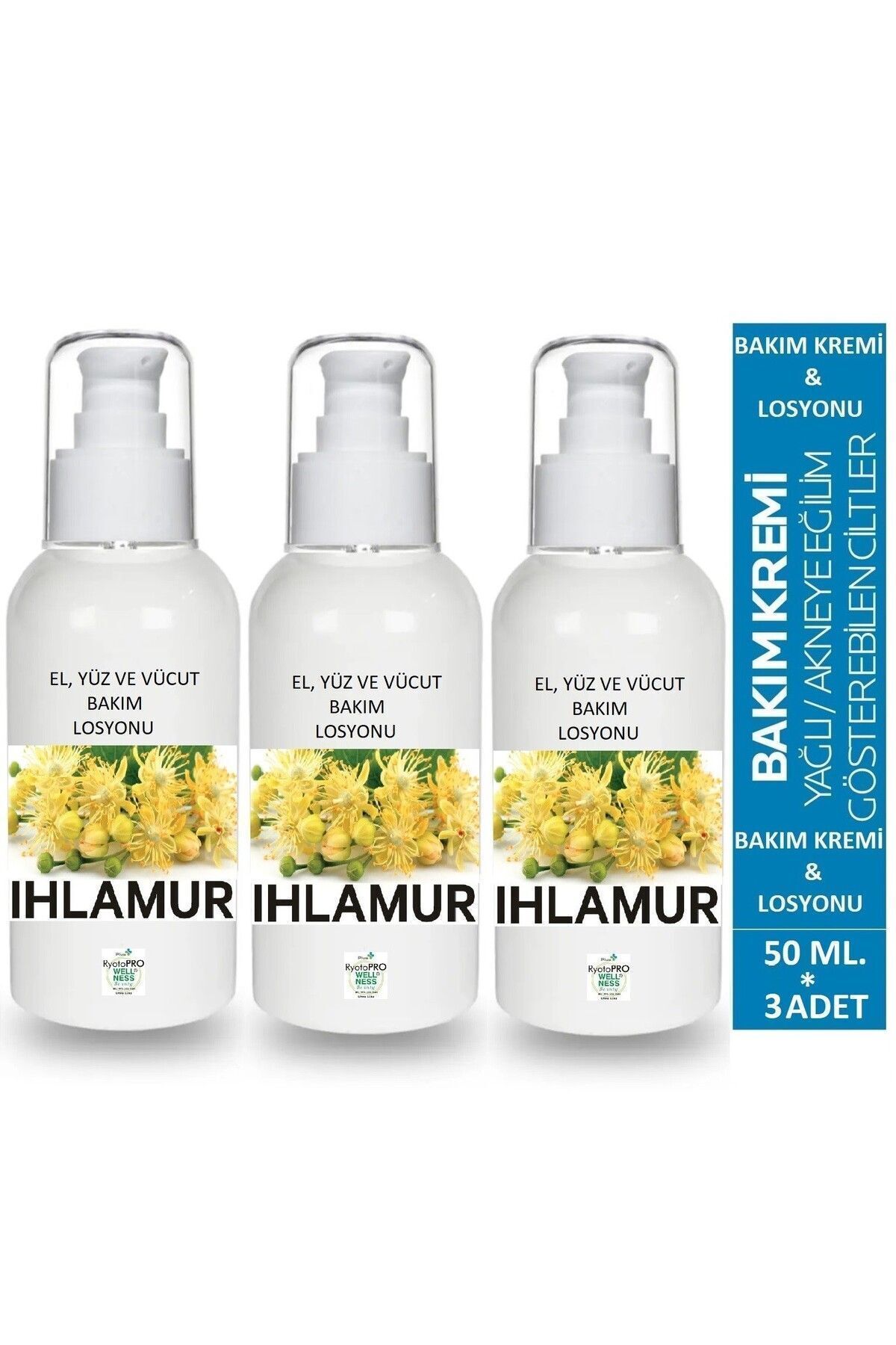 3 Adet %100 Doğal Onarıcı Ihlamur El Ve Vücut Losyonu (ÖZEL ÜRETİM UYUZA SON) 3*50Ml.