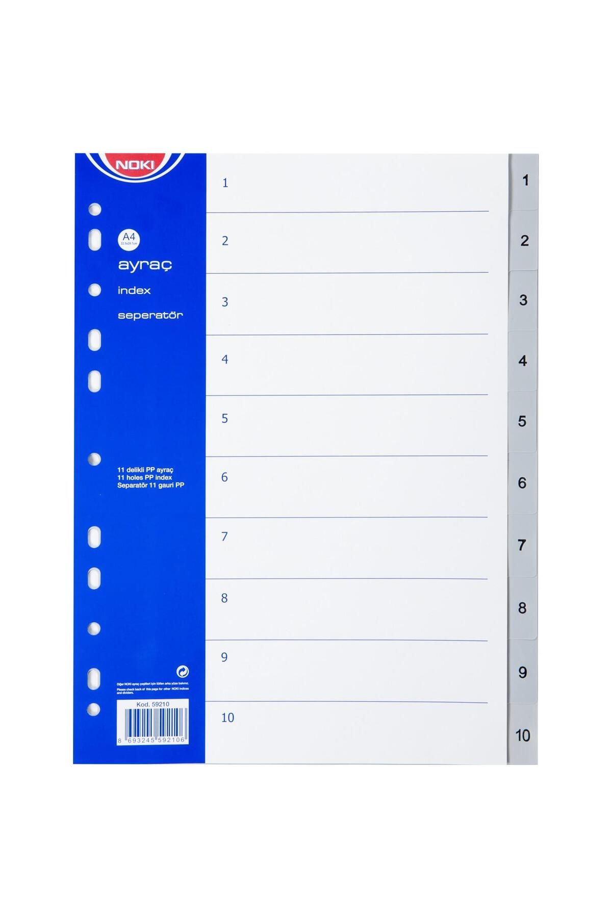 Noki-Separator 1-10 Number Plastic A4 File Separator Separator 1