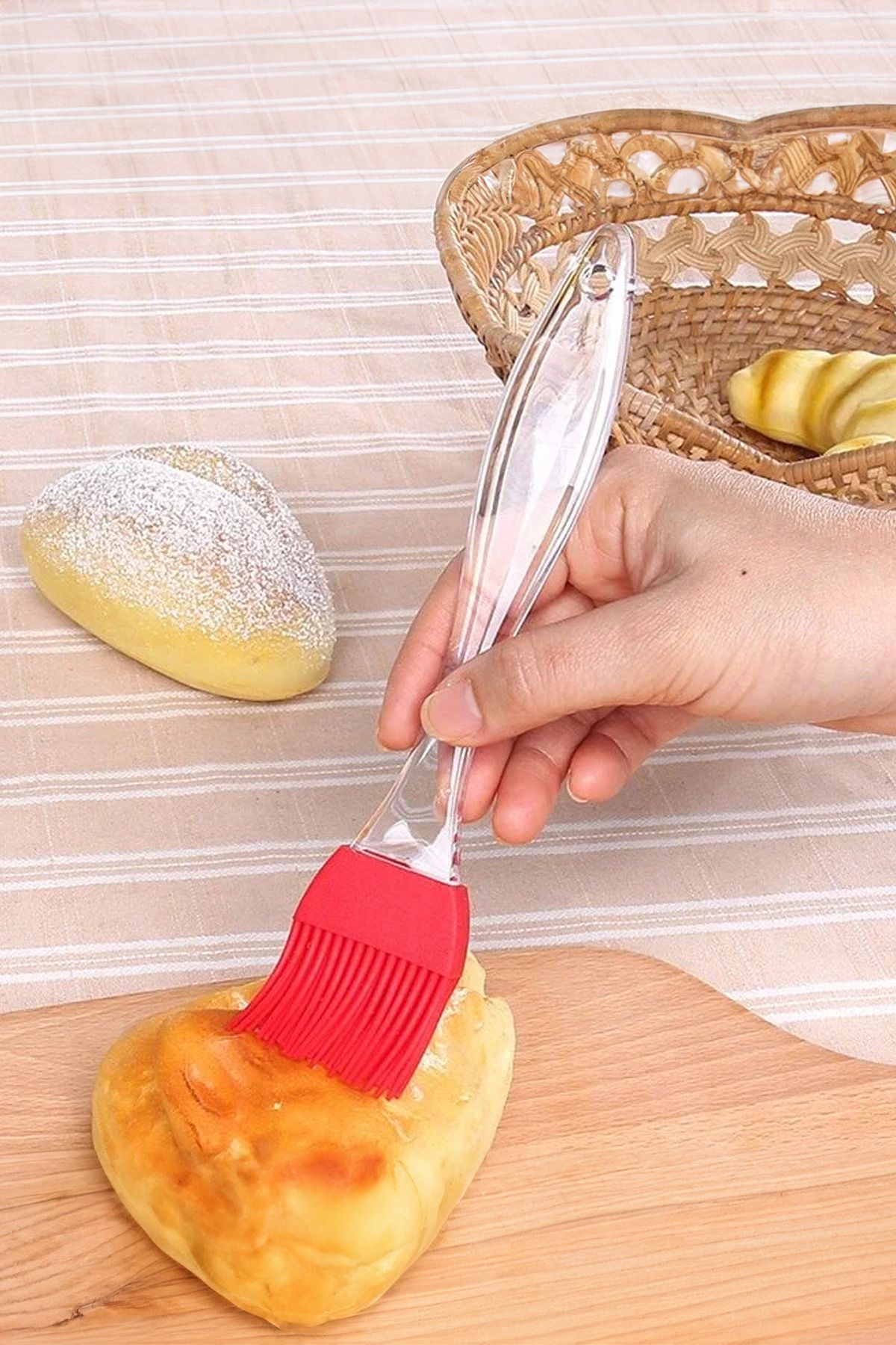 ThenTech Silikon Telli Mutfak Fırçası Yumurta Yağ Sürme Fırçası Ergonomik Rahat Kullanımlı Silikon Fırça