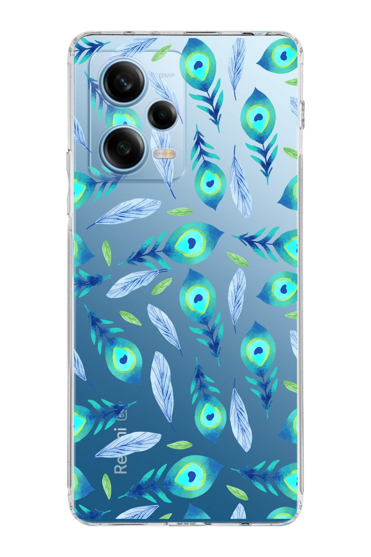 Xiaomi Redmi Note 12 Pro ile Uyumlu Nazar Boncuğu 3  Kamera Korumalı Şeffaf Silikon Kılıf