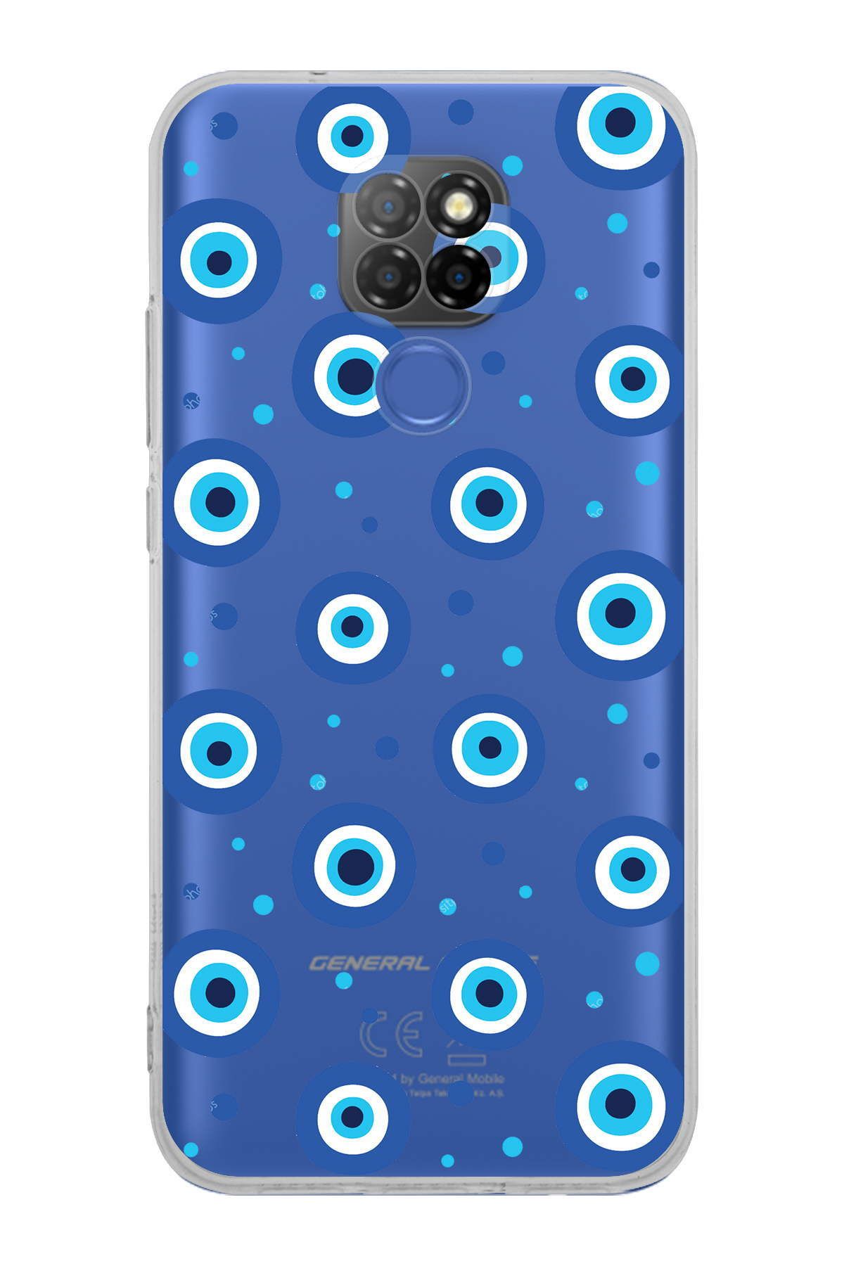 General Mobile GM 20 ile Uyumlu Nazar Boncuğu 1  Kamera Korumalı Şeffaf Silikon Kılıf