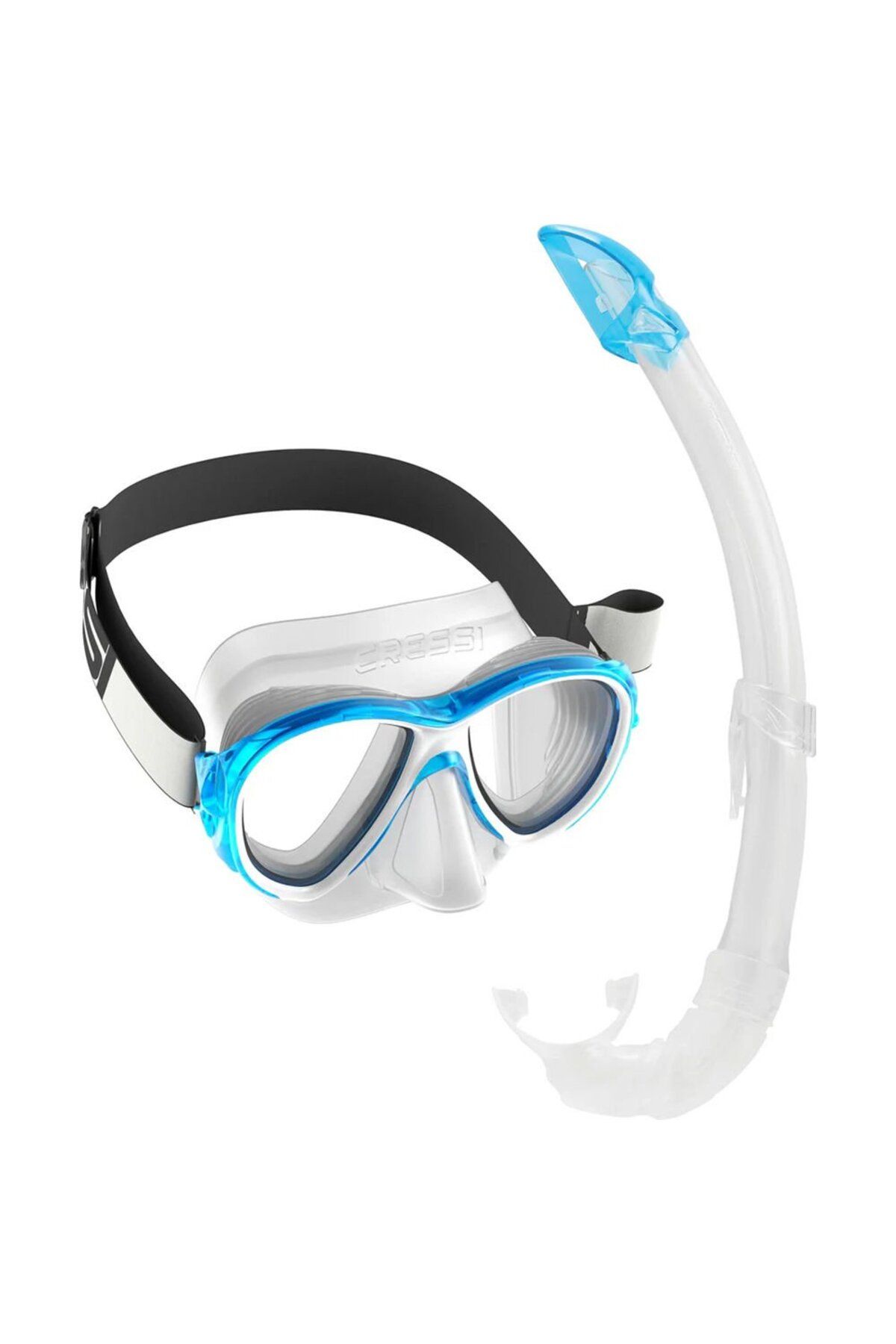 ماسک و اسنورکل سفید بزرگسالان Samoa Mexico Snorkel مجموعه ای شفاف cressi sub
