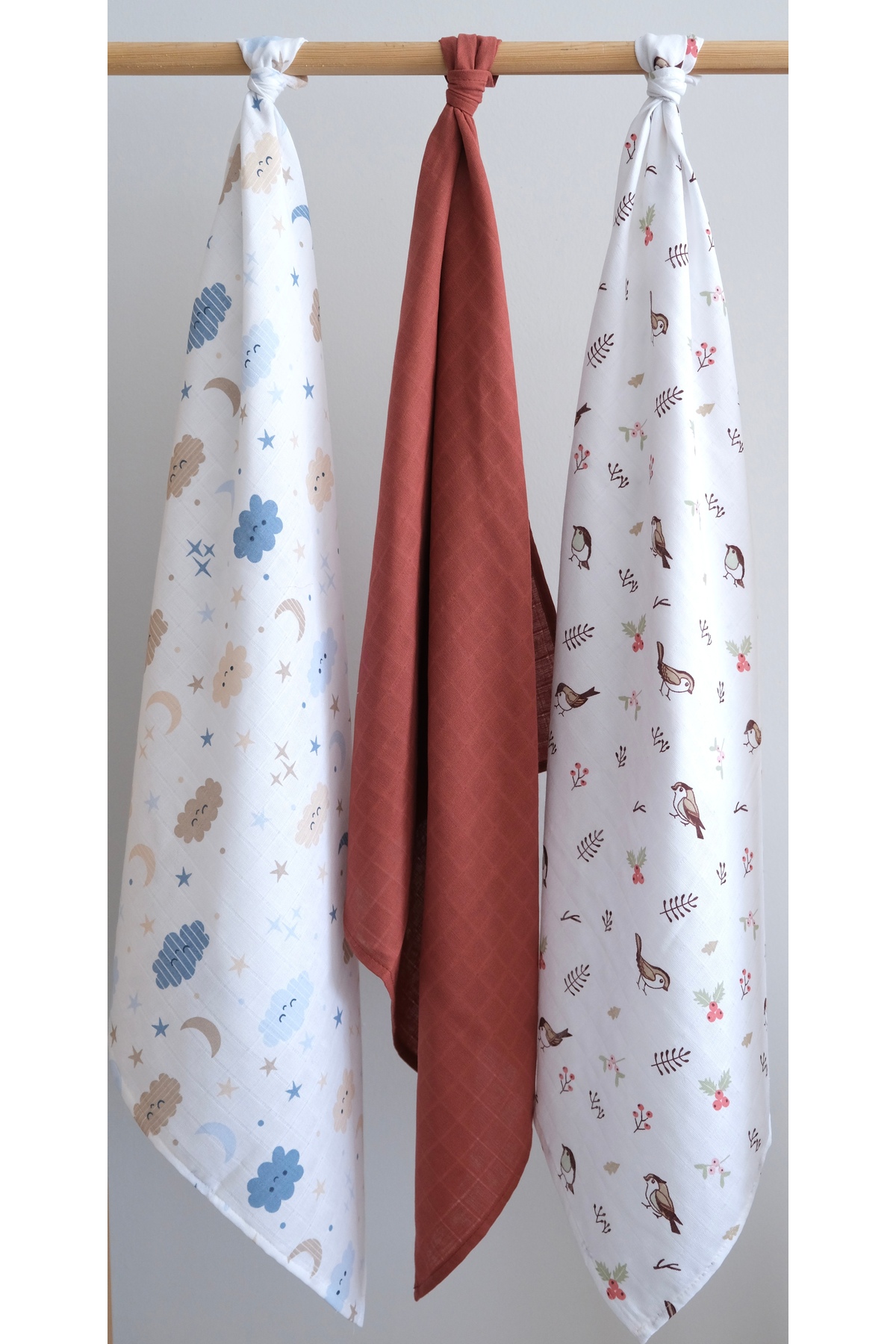 ( 3 Pieces ) 100x75cm 100% Cotton 3-Piece Muslin Cover Set