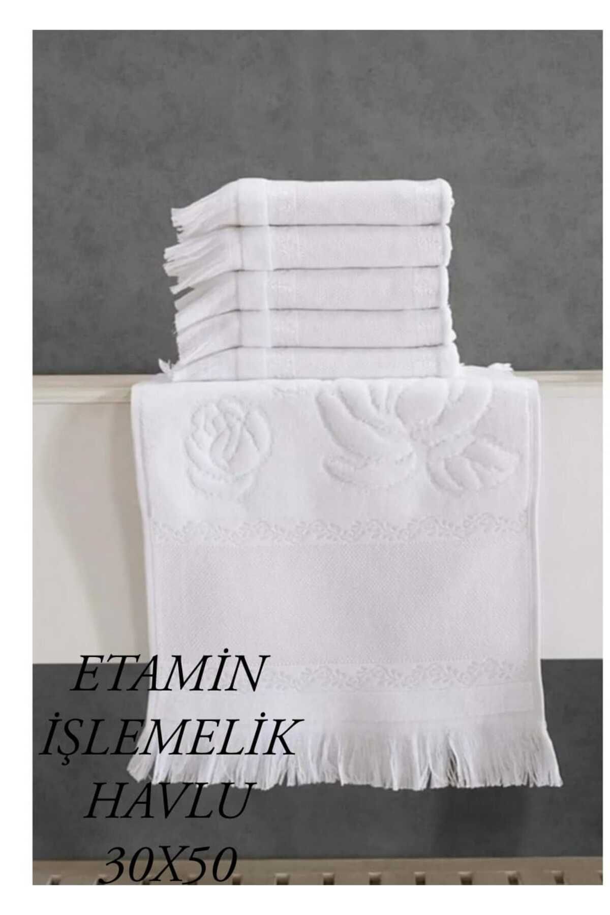 HMZ Fi̇esta 30x50 Set De 12 Prosoape Brodate Cu Franjuri, Etamină Și Crosswash - One Size