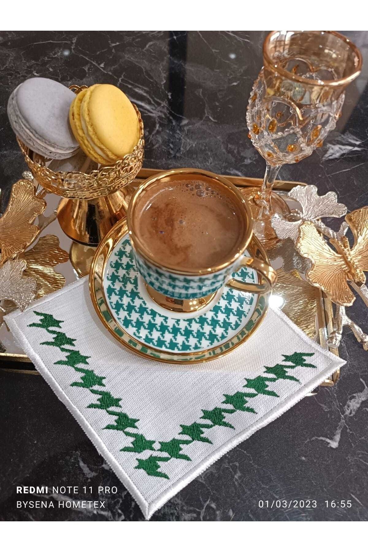Kaz Ayağı Desenli Kokteyl Ve Kahve Yanı Sunum Peçetesi 6 Lı Renkli