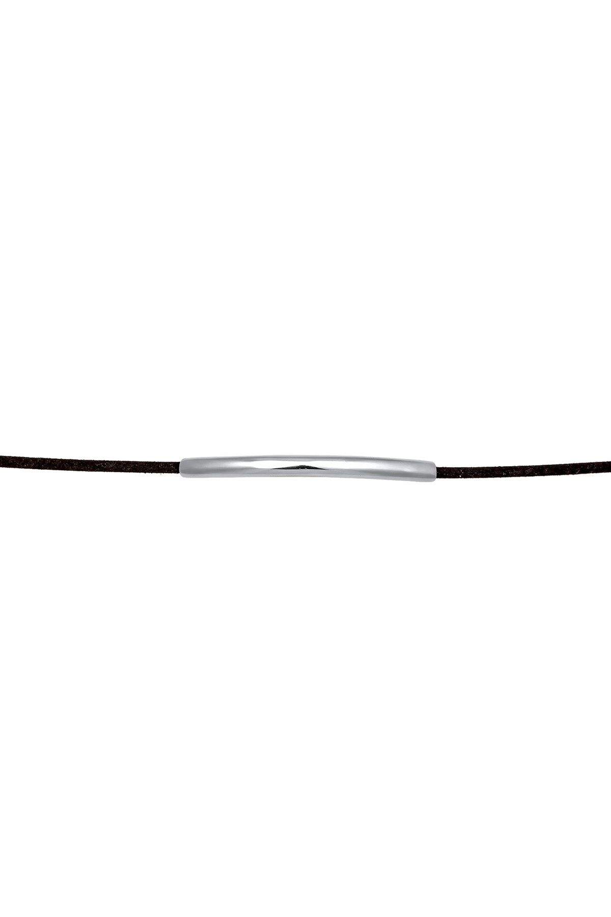 ELLI-Schwarze Halskette Choker - 925 Sterling Silber, Synthetisches Leder 2