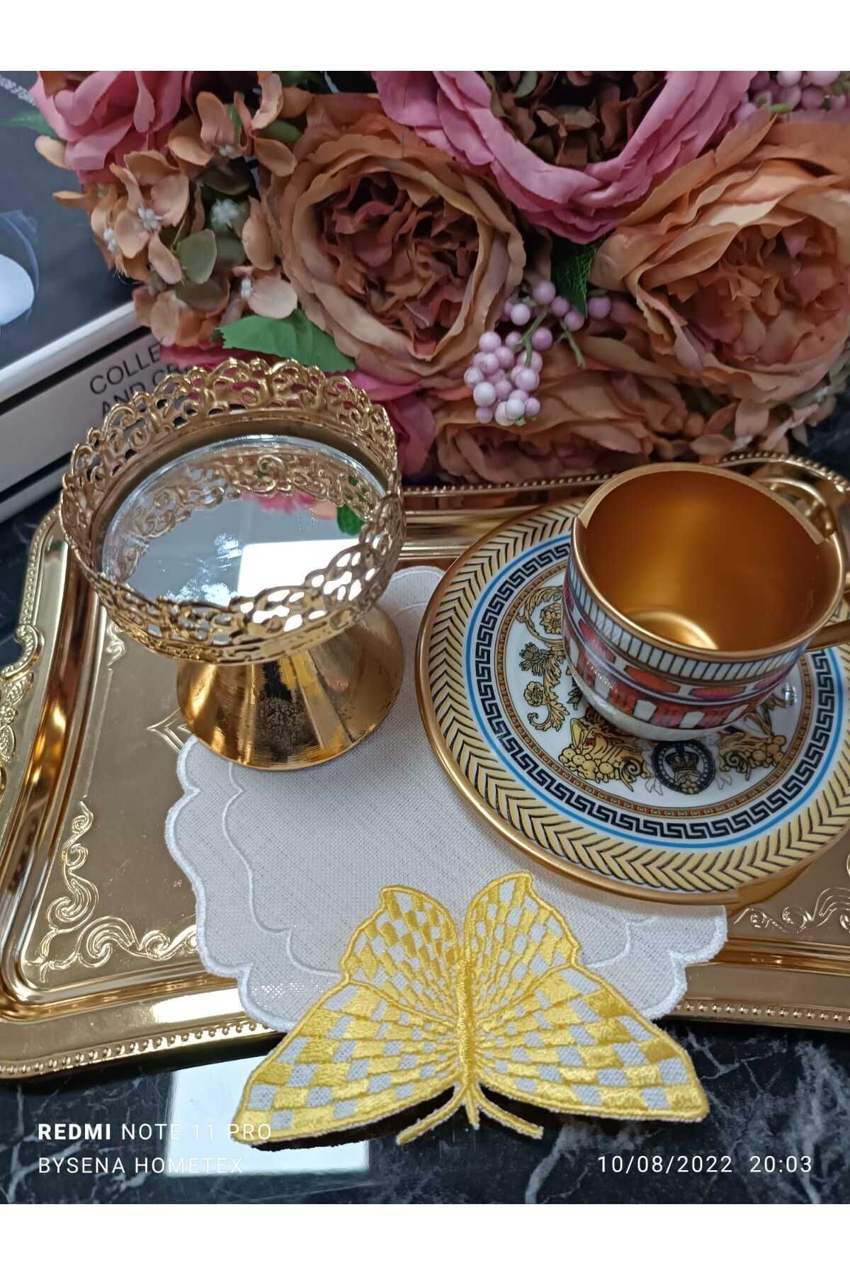 kelebek detay sarı kokteyl peçetesi ve sunum peçetesi 1 adet