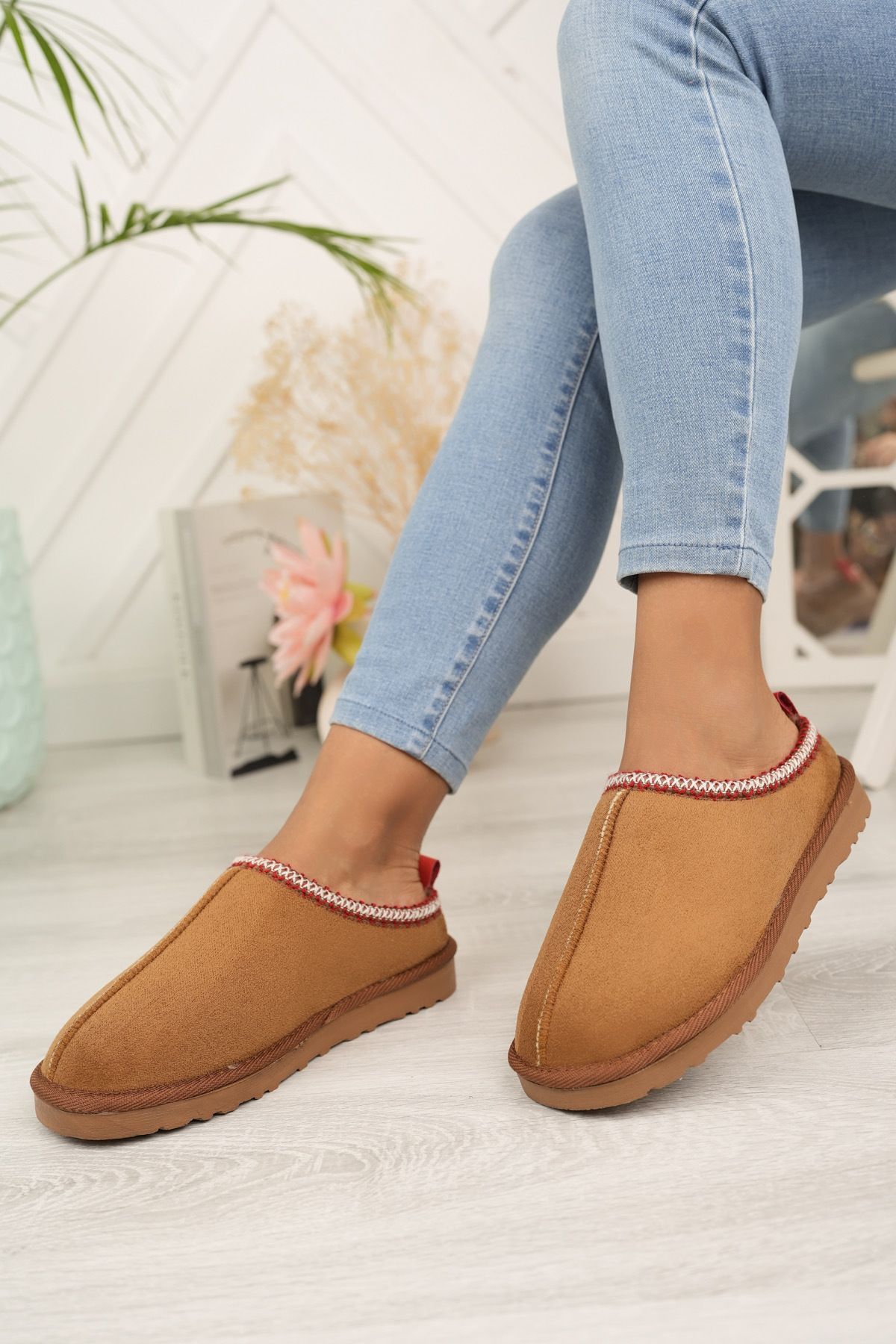 tusemmoda Kadın Içi Tüylü Yeni Sezon Alçak Taban Kışlık Terlik