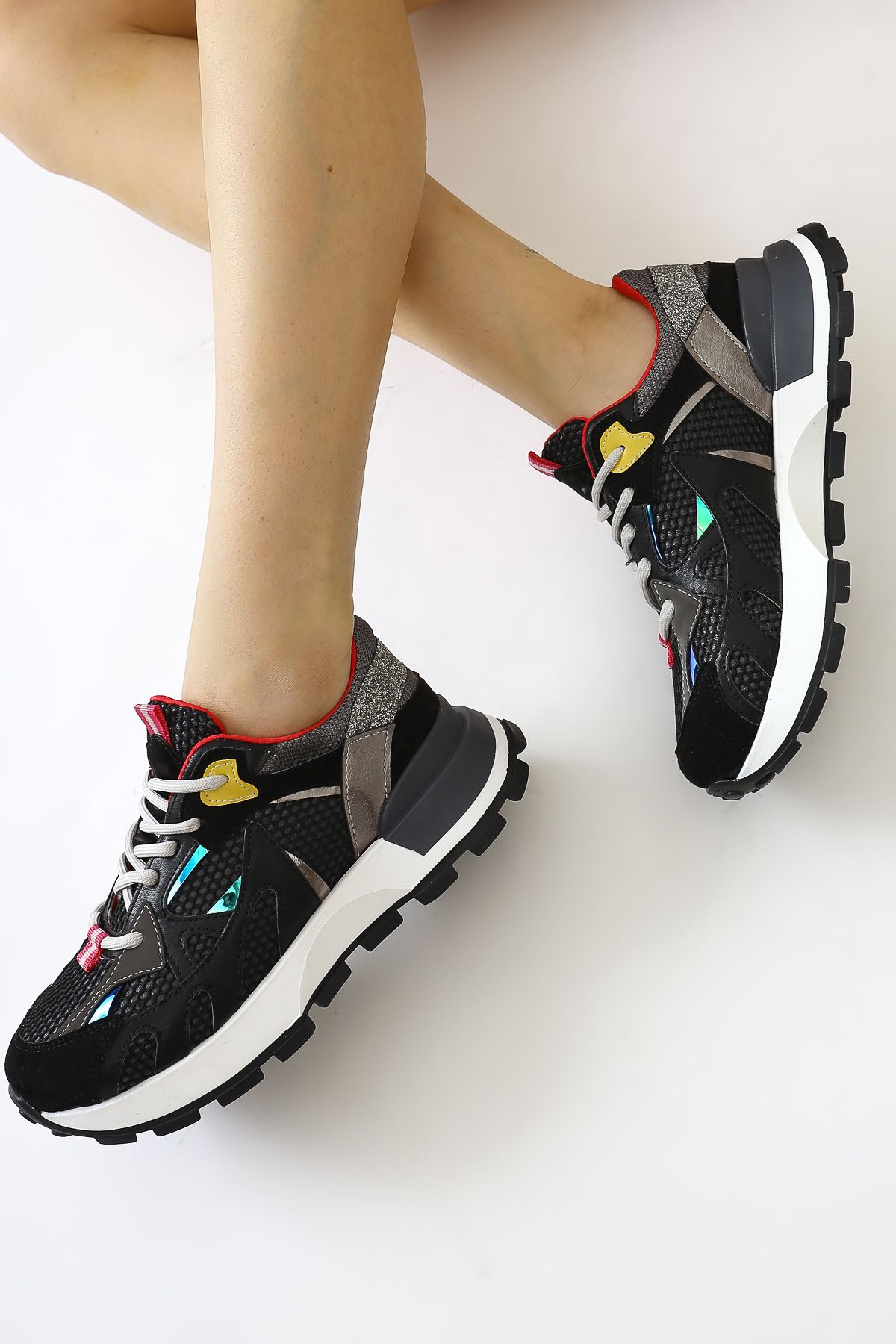 Limoya-Pantofi de damă cu șireturi Moe Black Mesh, pantofi sport pentru femei 4