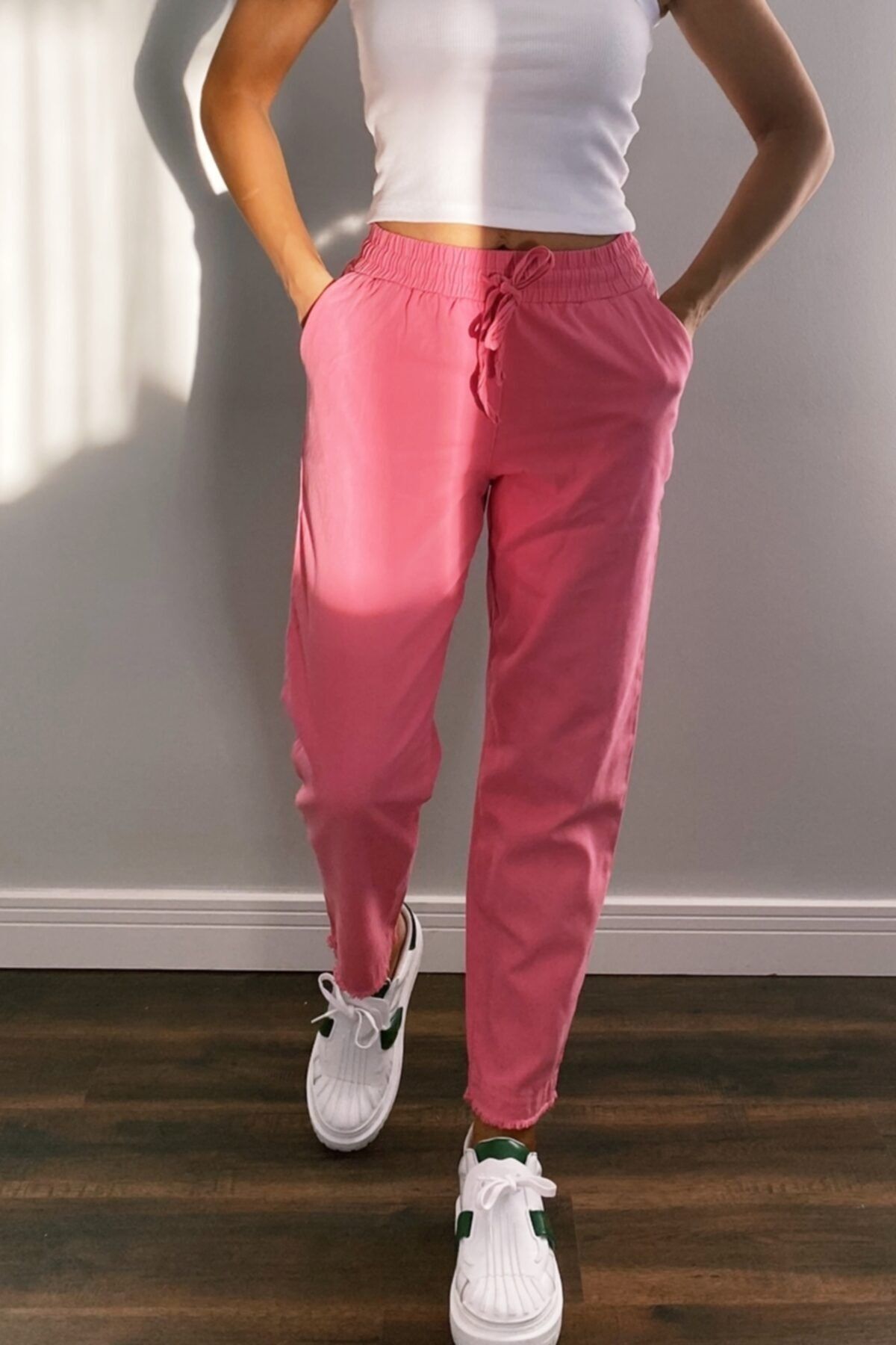 ASHCO-Pink Trousers with Detached Detail Pockets 4