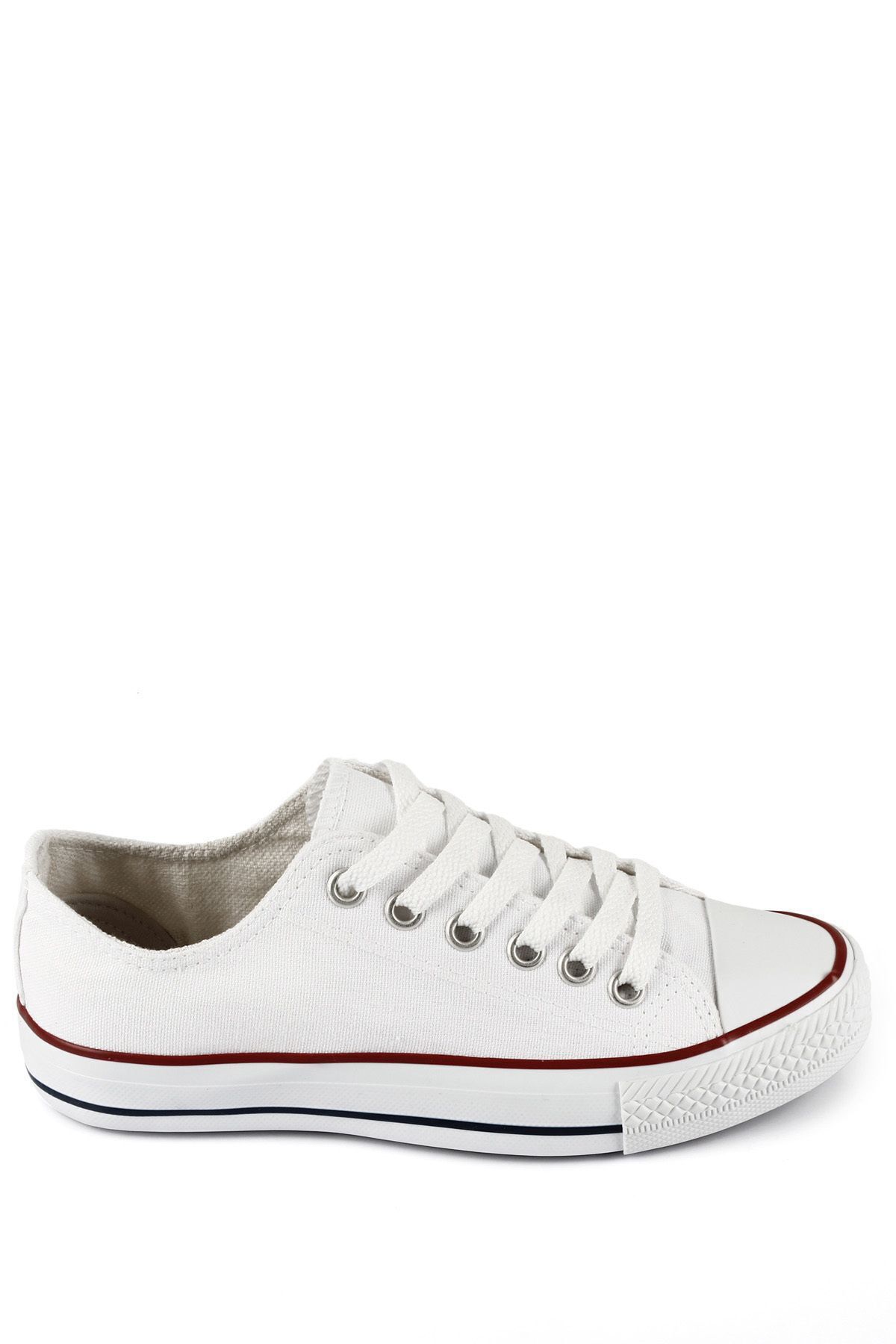 GÖNDERİ(R)-White Linen Laced Women's Linen Casual Sports Flat Sole Sneaker 35222 4