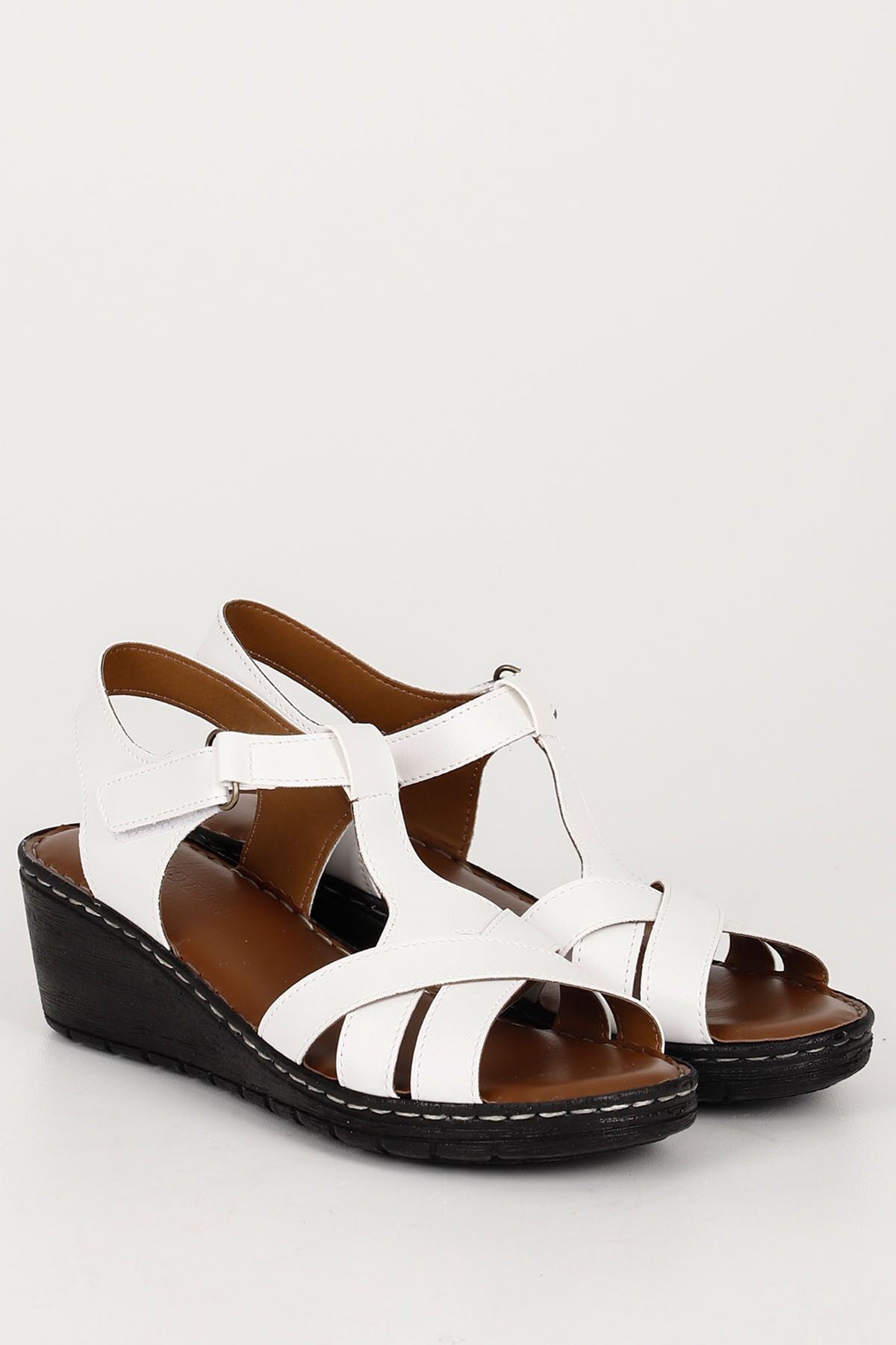 GÖNDERİ(R)-Women's White Wedge Sole Comfort Sandals 5