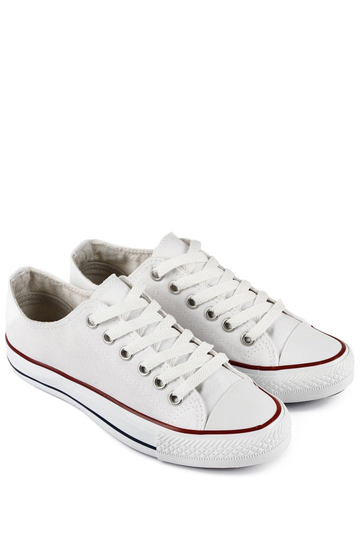 GÖNDERİ(R)-White Linen Laced Women's Linen Casual Sports Flat Sole Sneaker 35222 2
