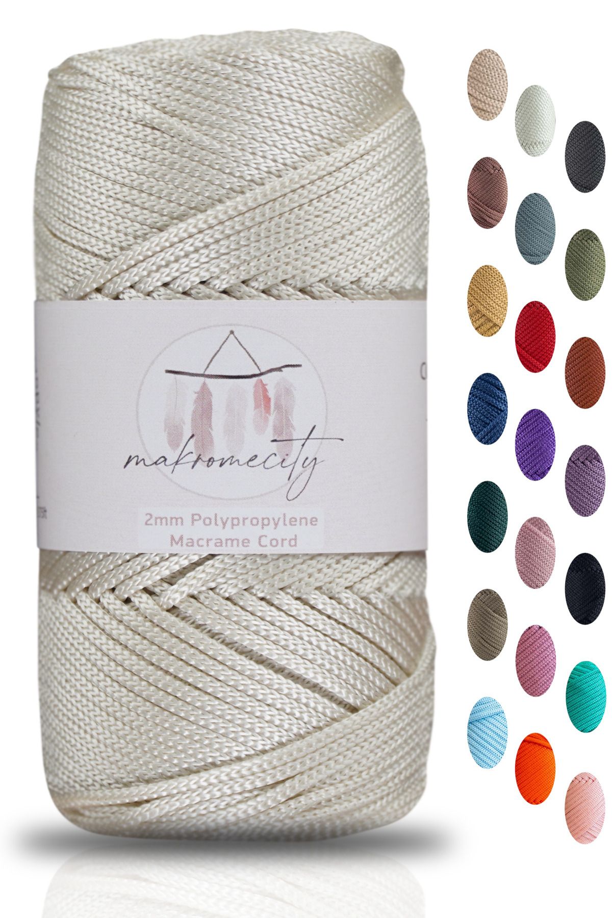 Makromecity-Premium 100 Gr Polyester Macrame Thread Ecru 2mm - 120 M Supla Thread And Bag Thread 1