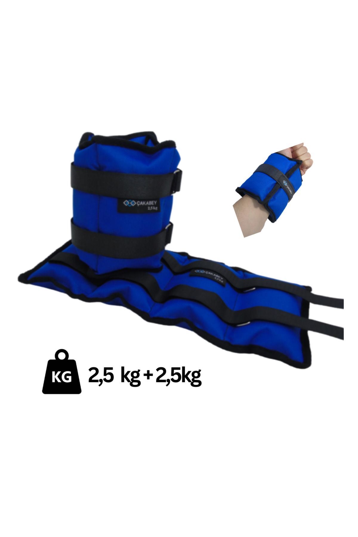 ÇAKABEY El Ayak Bilek Ağırlığı 2,5 kg + 2,5 Kg Mavi Çift (TOPLAM 5 kg) Kum Torbası