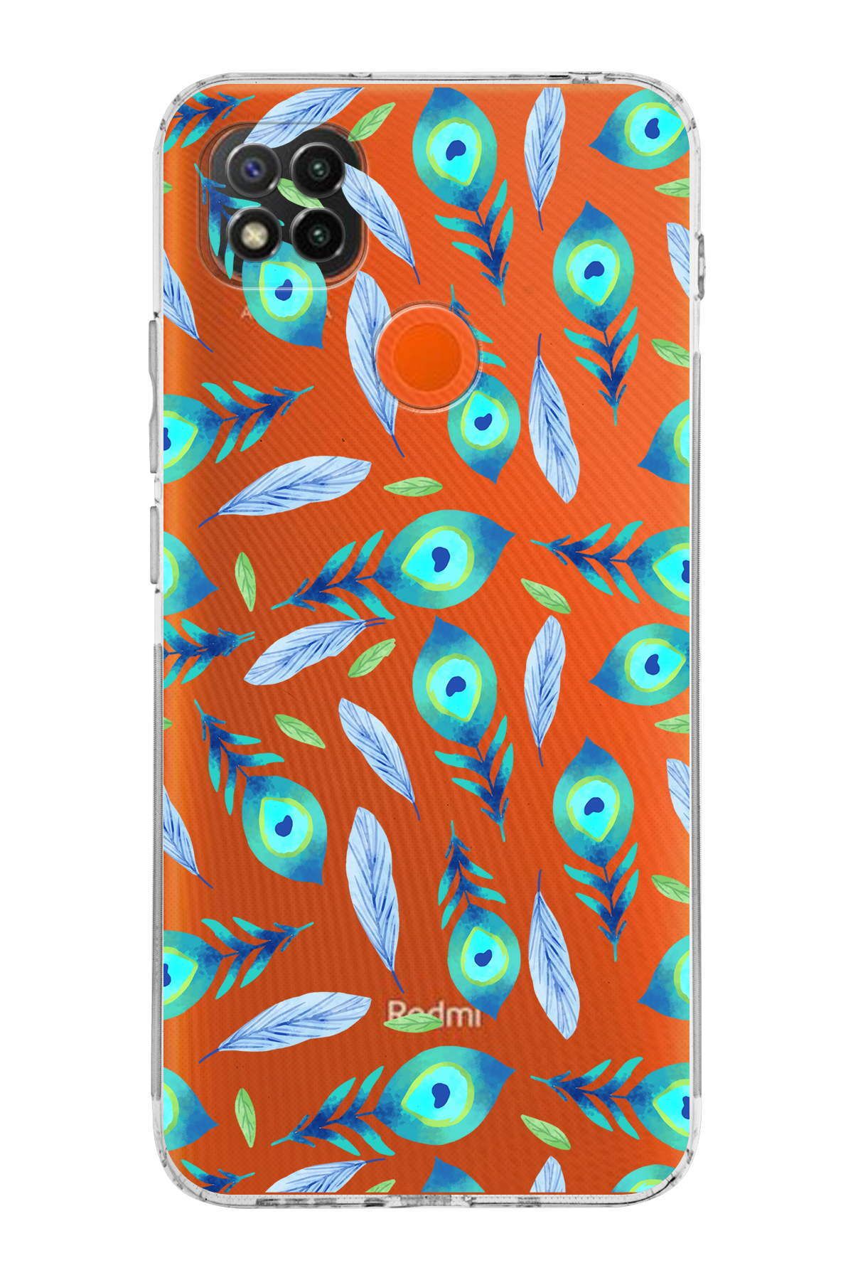 Xiaomi Redmi 9c ile Uyumlu Nazar Boncuğu 3 Baskılı Kamera Korumalı Şeffaf Silikon Kılıf