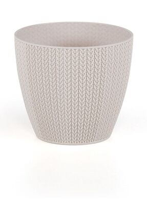 SERİNOVA Ucuzzavm Sümela Saksı 2.5 Litre | Hasır Örgülü Desenli 2,5 Lt Beyaz