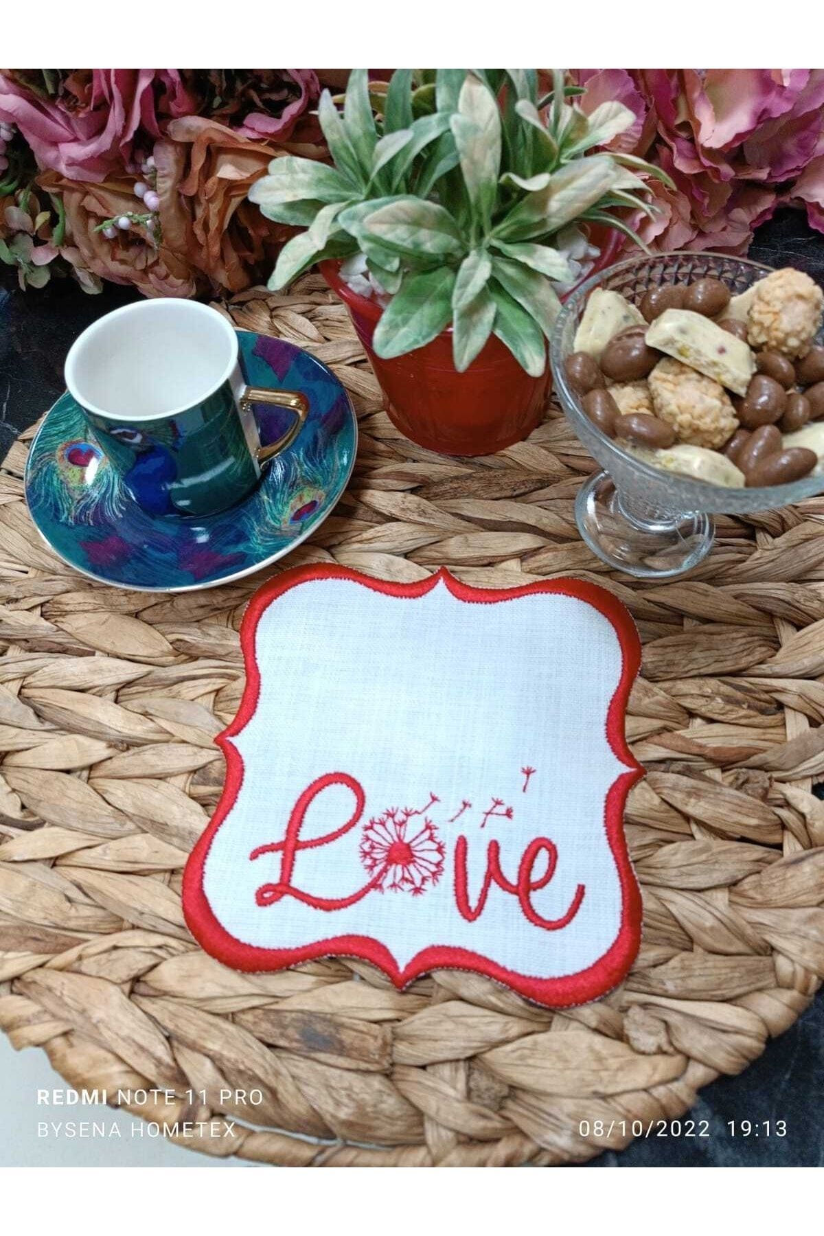 Love Kokteyl Ve Kahve Yanı Sunum Peçetesi 2 Adet Kırmızı Renkli