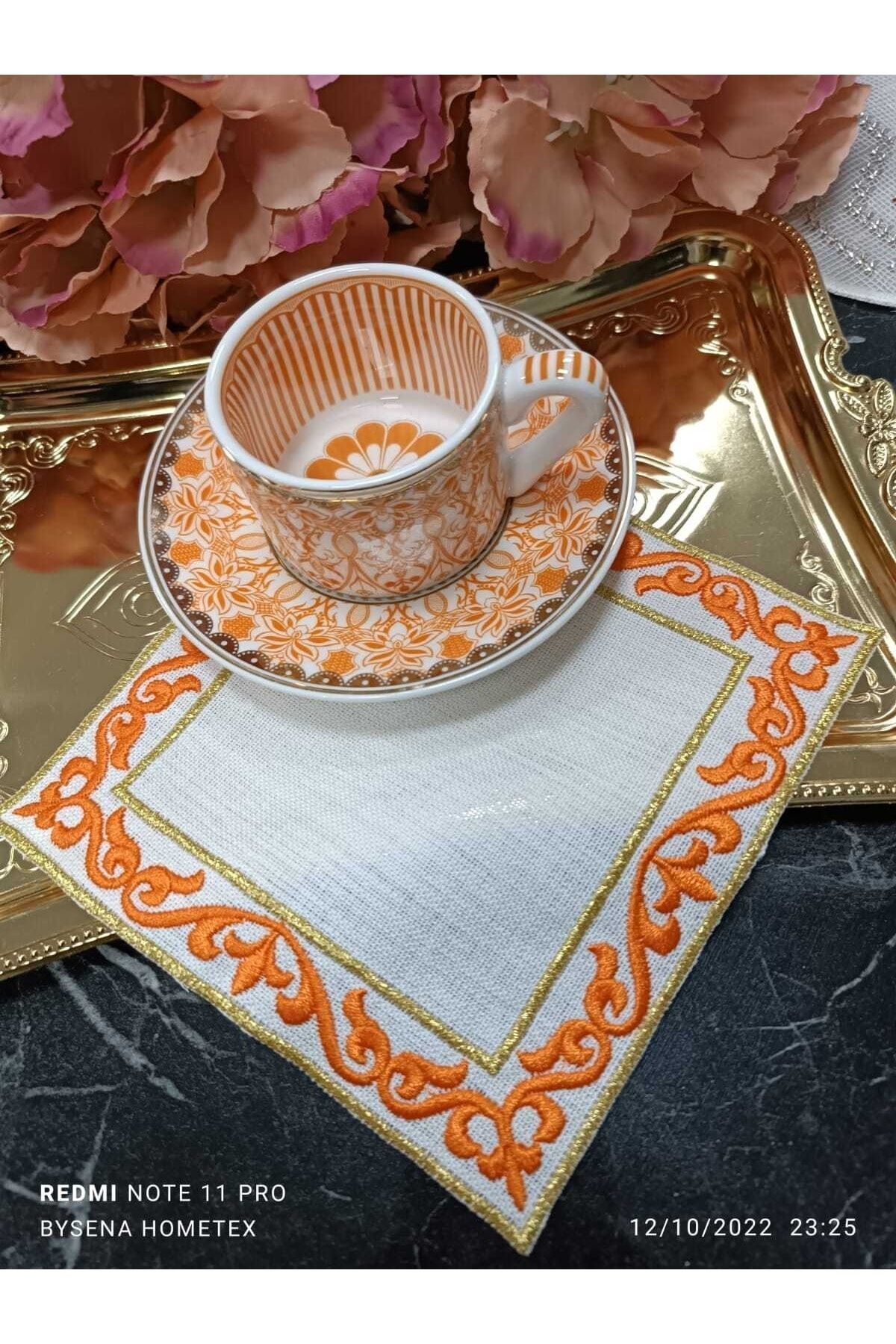 Hüma Şah Modeli 4 Adet Kokteyl Peçetesi, Kahve Yanı Peçete Kırmızı, Mor, Turuncu Ve Pembe Renkli