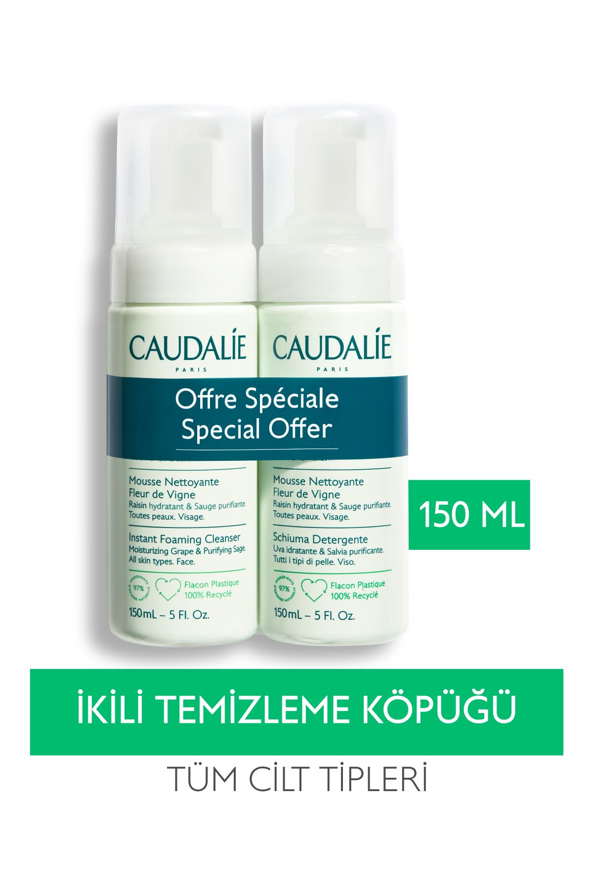 Caudalie Vinoclean Двойной набор очищающей пенки 2x150 мл 2871