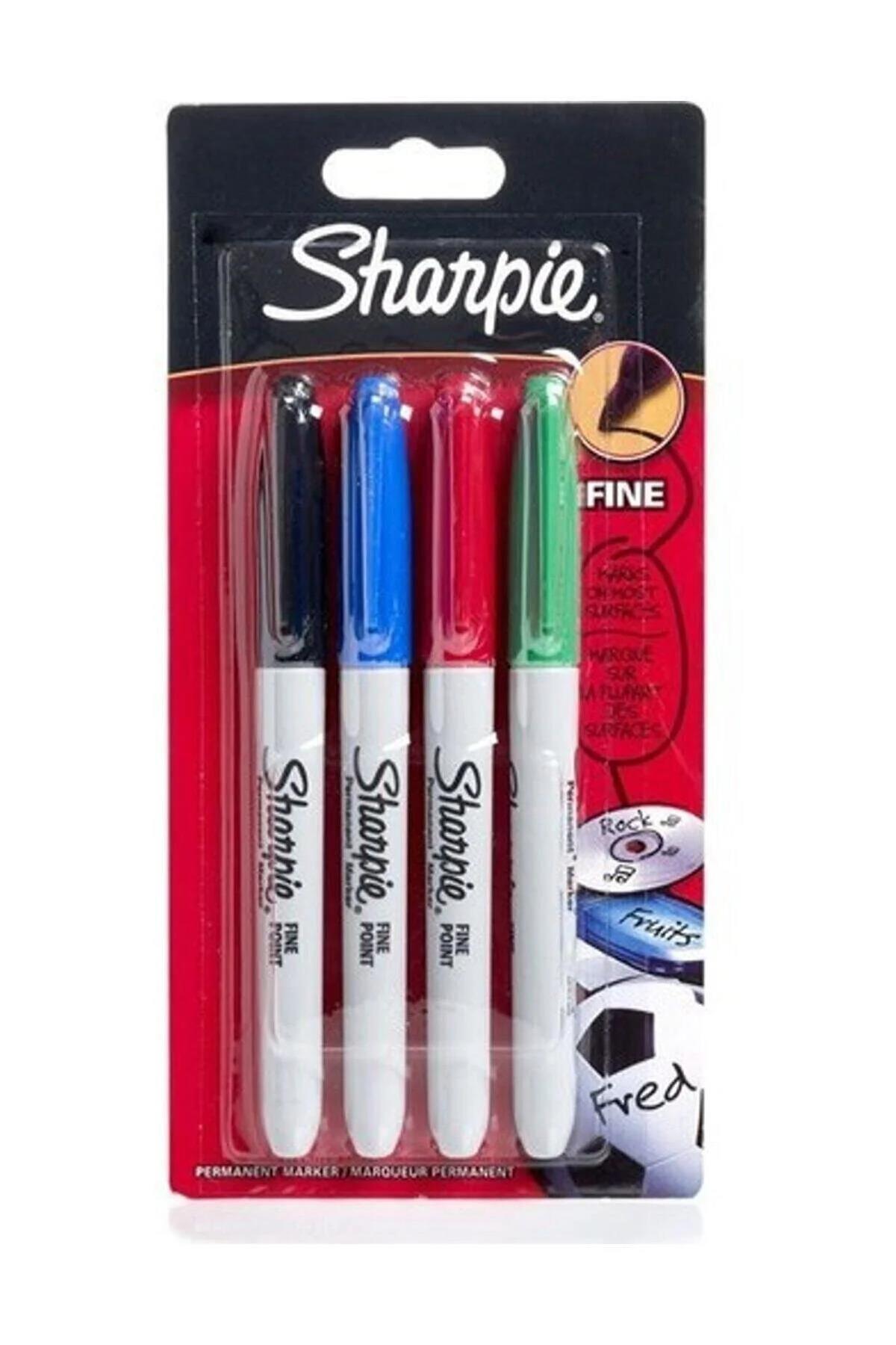 Sharpie Markör Permanent Fine 4 Renk Fineliner Markör Kalem Seti