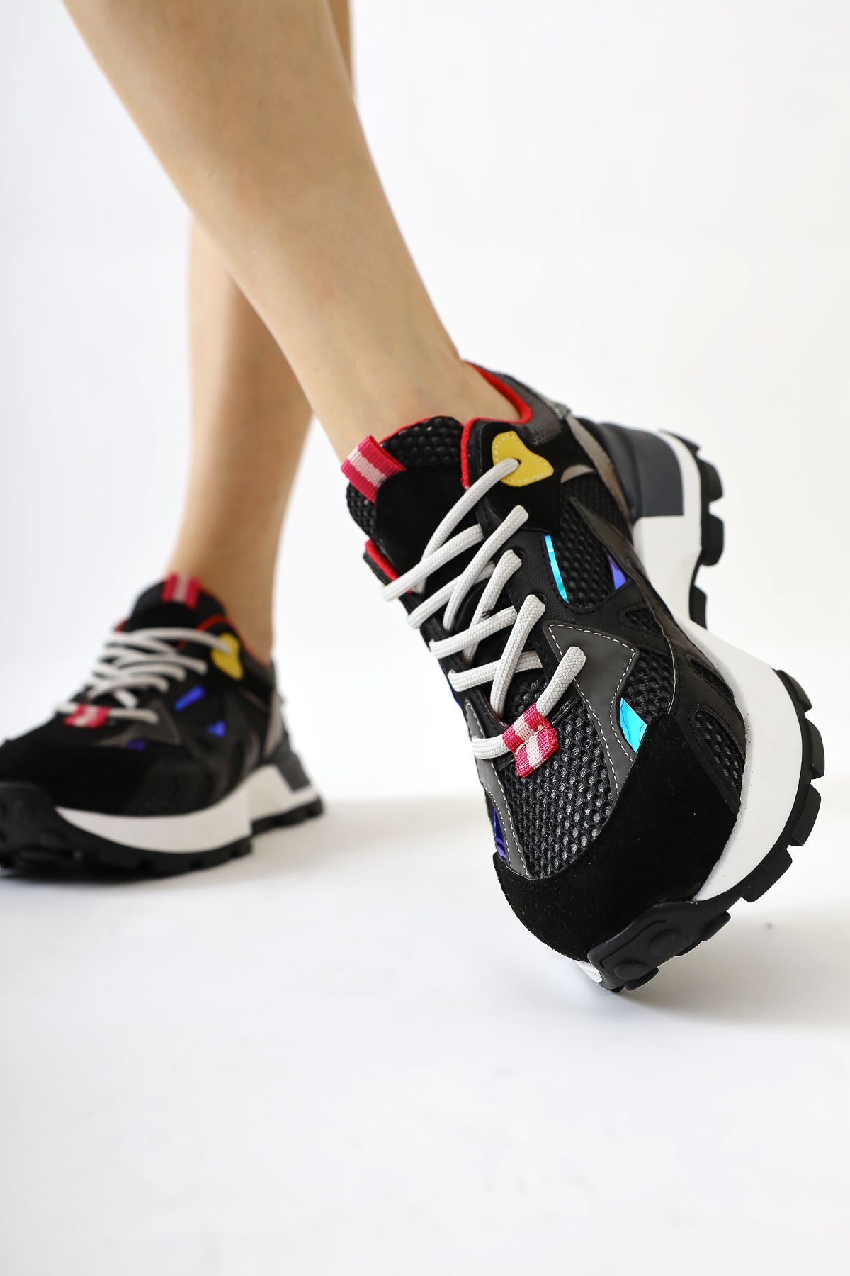 Limoya-Pantofi de damă cu șireturi Moe Black Mesh, pantofi sport pentru femei 2