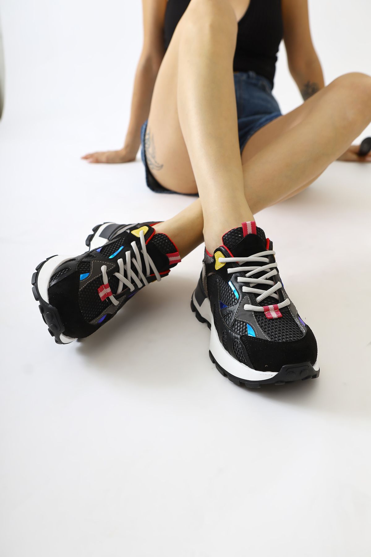 Limoya-Pantofi de damă cu șireturi Moe Black Mesh, pantofi sport pentru femei 3